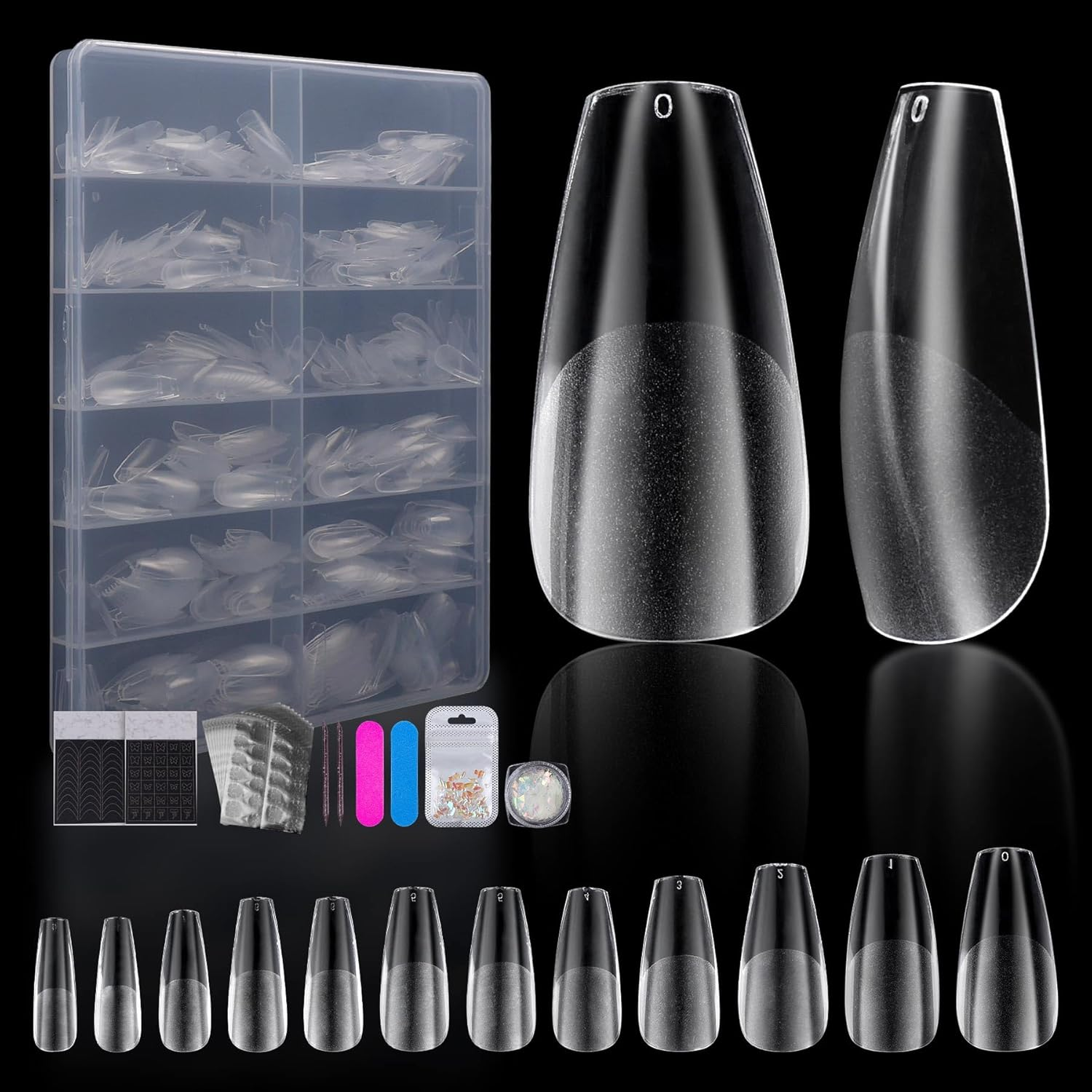 BREENHILL Full Cover False Nail Tips, Short Almond Gel Tips for Nail Extension, 12 Sizes, Nail Salon, 103