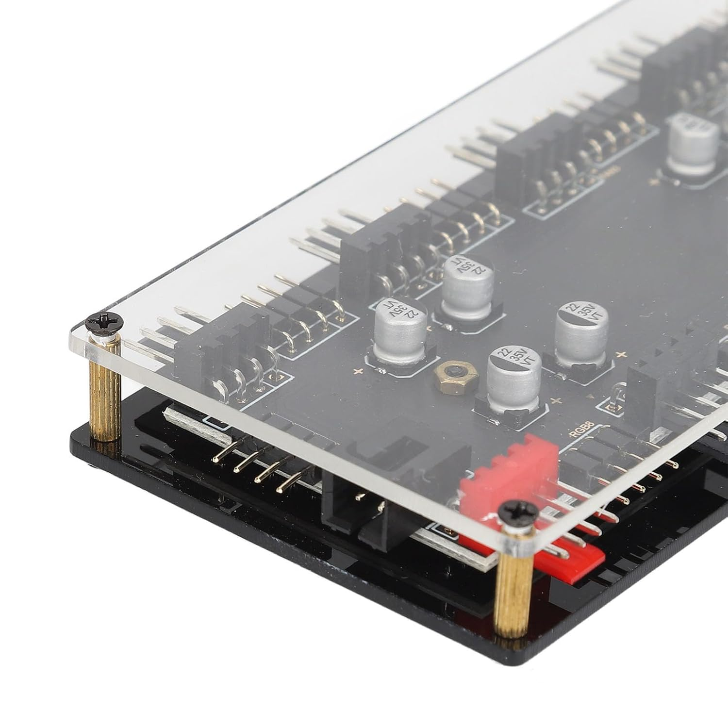 12V 4Pin ARGB PWM Hub, 8 Port ARGB PWM Fan Hub with RGB Synchronization Function, SATA Power Supply, Simple Cable Management for PC Case Fan image number 4