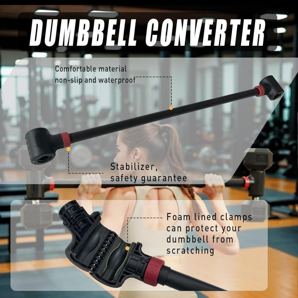 Dumbbell Barbell Converter Bar,Convert Dumbbells to Barbell Set and Kettlebell for Home Fitness,Adjustable Weight Capacitry Bar Convert to Dumbbell Set,For Home Gym Full Body Workouts image number 2