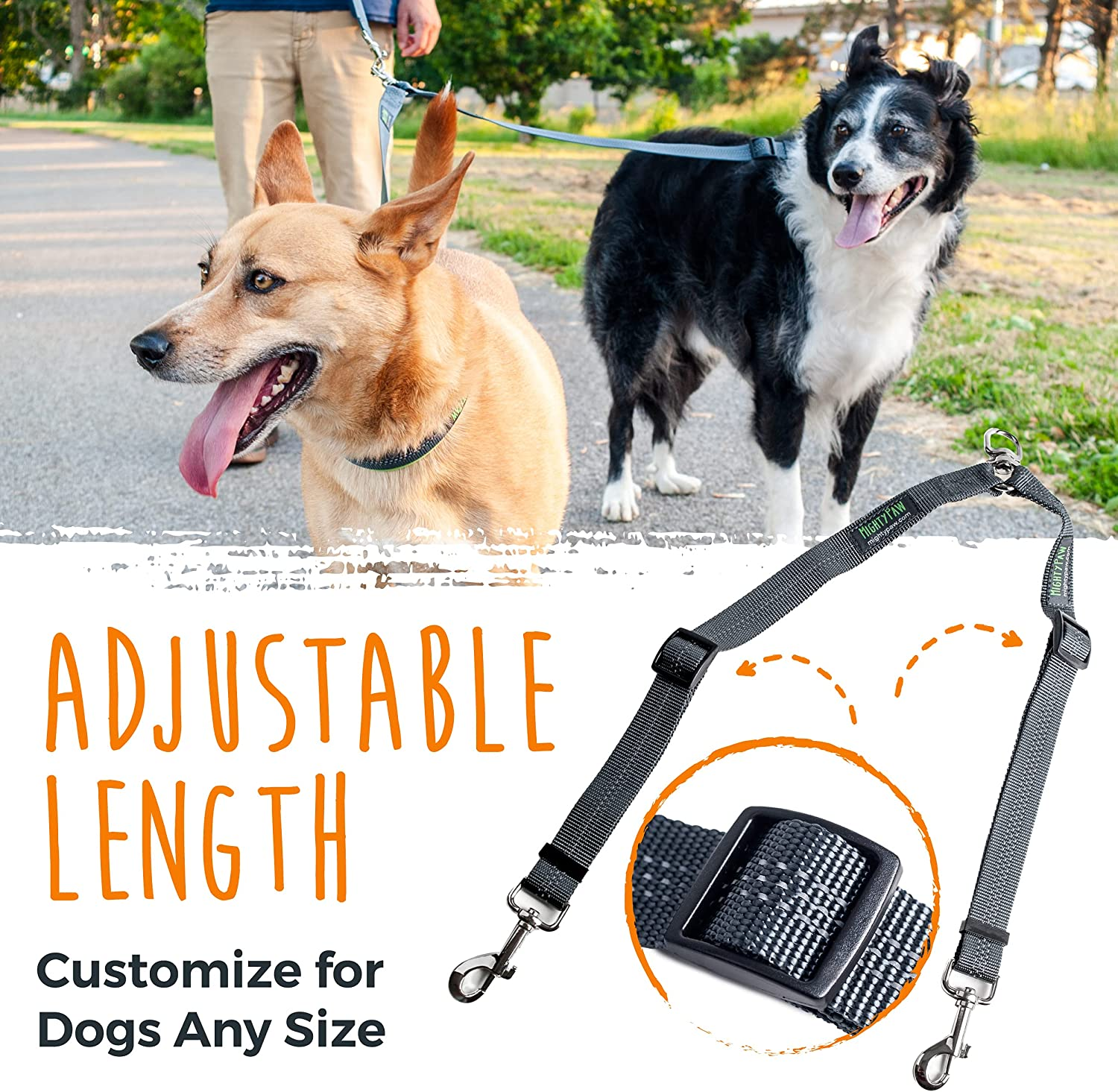 Mighty Paw Double Dog Leash, Two Dog Adjustable Length Dog Lead, Premium Quality No-Tangle Leash for 2 Dogs image number 5
