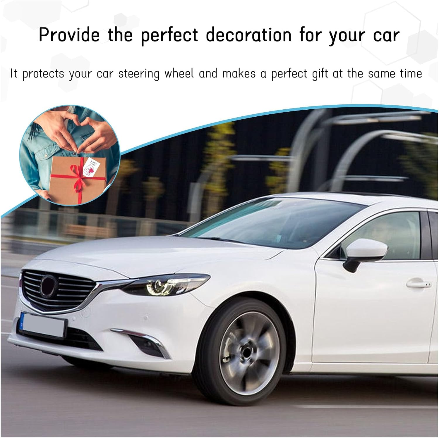 Kewucn Fuzzy Car Steering Wheel Cover, 15 Inch Elastic Soft Steering Wheel Protector, Anti-Slip Fluffy Car Wheel Covers, Universal Vehicle Warm Winter Accessories for Car SUV Truck (Black) - Black image number 6