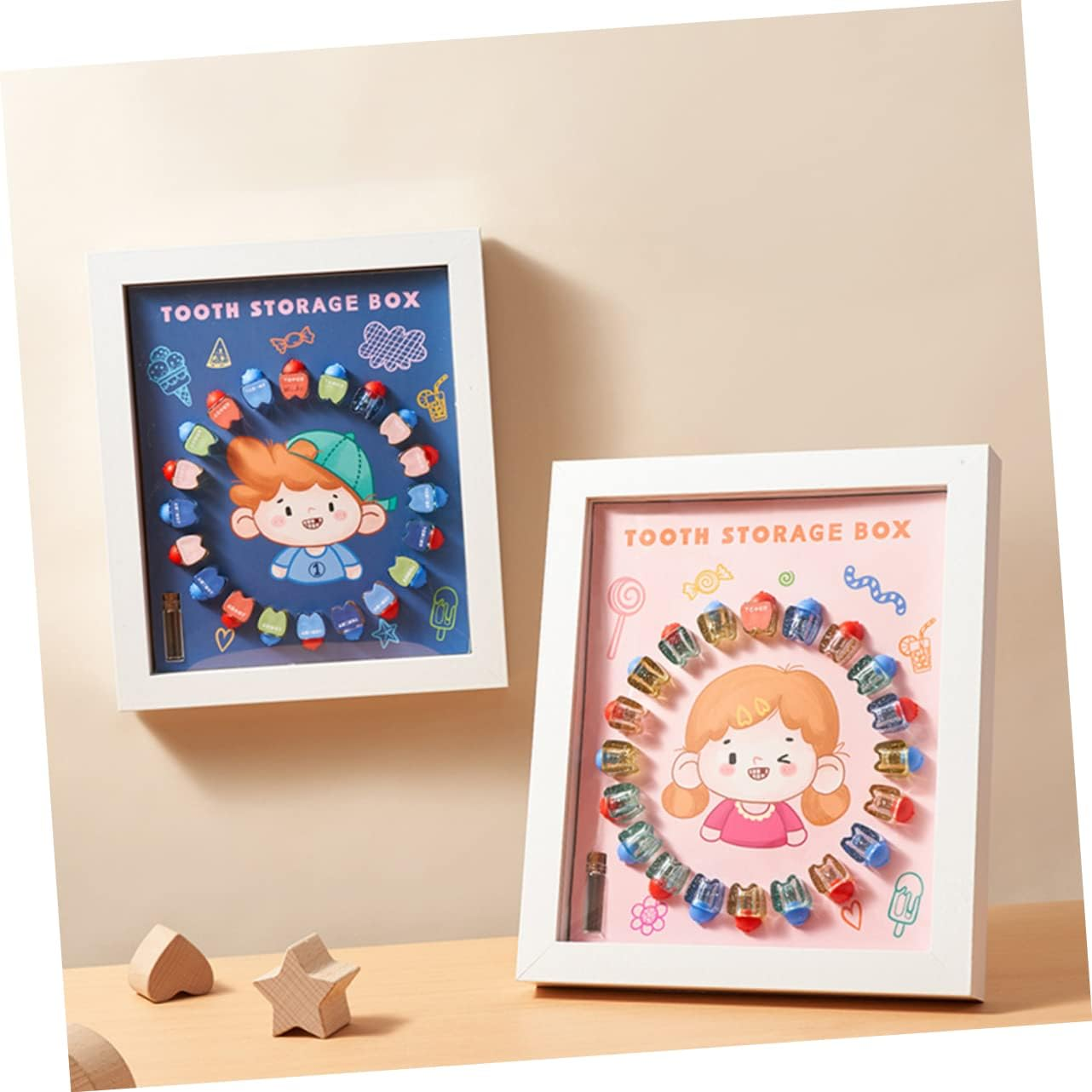 Baby Tooth Collection Box and Keepsake Holder for Kids Crystal Tooth Saver Case White Frame for Boys and Girls image number 4