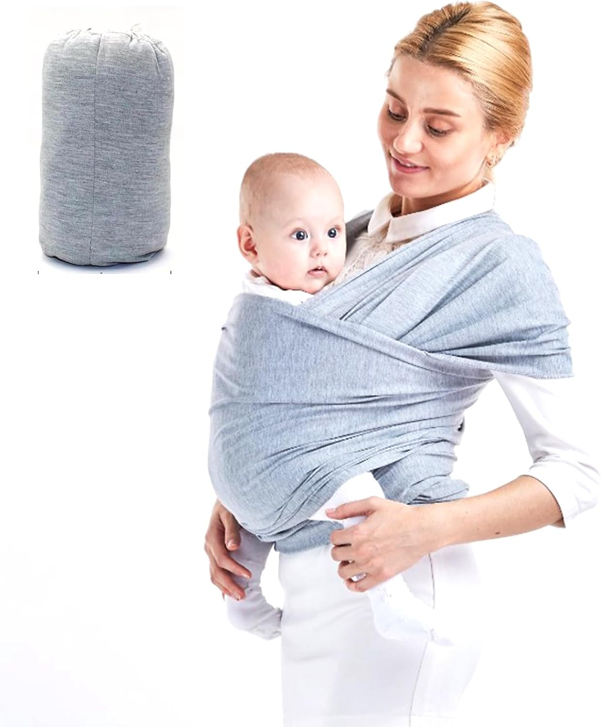 Ling-Luo Baby Wrap Carrier, Easy to Wear Soft Baby Carrier, Lightweight Hands Free Baby Sling, Adjustable Baby Carriers for Newborn to Toddler 8-35 Lbs(Grey) image number 2