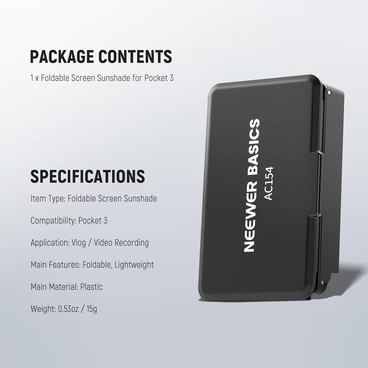 NEEWER Screen Sunshade Compatible with DJI OSMO Pocket 3 Accessories, 3 Sided Foldable anti Glare Camera Screen Sun Hood Protector for Outdoor Selfies Vlogging Video Recording Live Streaming, AC154 image number 5