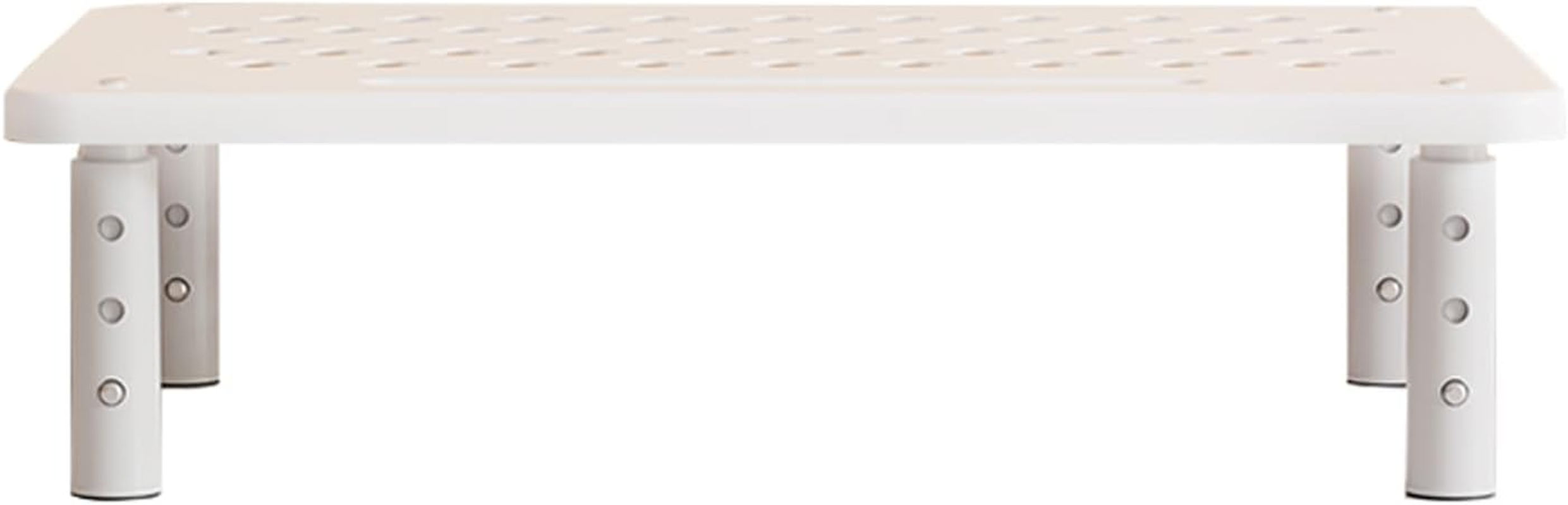 1 Pack White Metal Monitor Stand Riser, 3 Height Adjustable, Mesh Holes, Metal Shelf Holder, Screen Floor Stand Riser image number 5