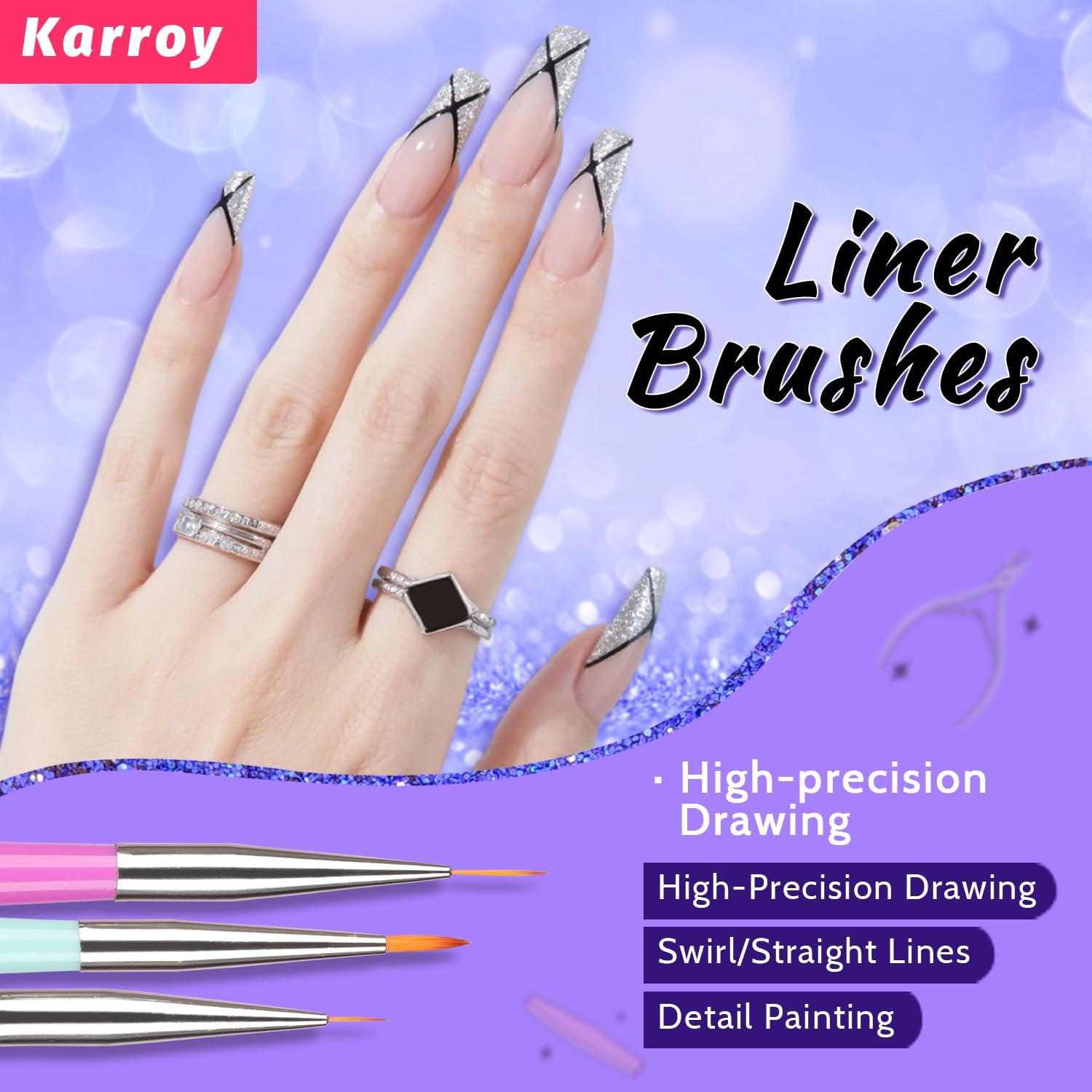 100Pcs Sponges with Grabber and Nail Art Brushes, Nail Tools Set for Ombre Gradient Nail Gel Painting Gel Kit Multifunctional Nail Brushes for Nail Design (Brushes Grabber Sponges) image number 4