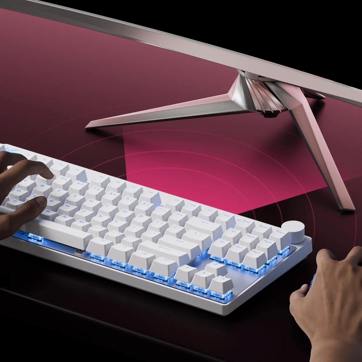 MCHOSE Mix 87 Hall Effect Keyboard, RGB Wired Magnetic Gaming Keyboard with 8K Hz Polling Rate, RT 0.005Mm, Adjustable Actuation, Hot Swappable,Custom Gasket Structure Creamy Keyboard (White) image number 1