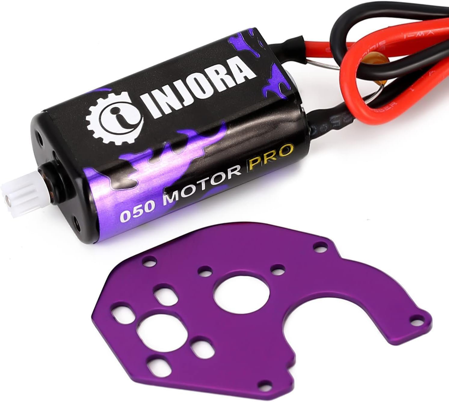 INJORA 050 Pro Brushed Motor 50T with Metal Motor Mount and 4G Aluminum Heat Sink for SCX24 AX24 1/24 RC Crawler Upgrade image number 1