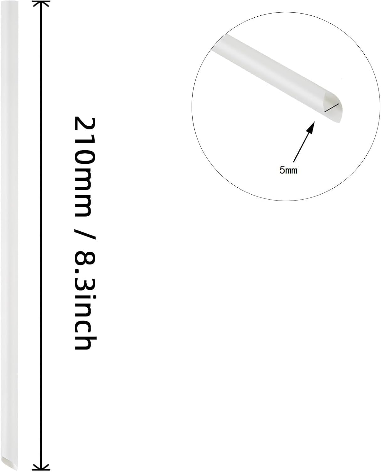 Reusable Drinking Straws, 21Cm Long, 150 Pack, Multicoloured, for Various Beverages (White-150Count)