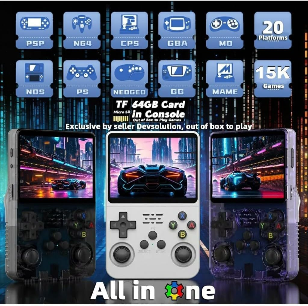 R36S Retro Handheld Game Console with 128G 3.5 Inch IPS Screen Built-In 20000+ Classic Games Open Source Linux System Portable Pocket Video Player with 3200Mah Battery image number 3