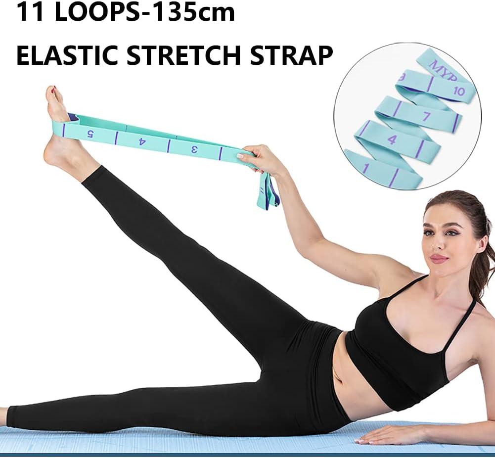 Stretch Straps, Elastic Stretching Strap with Adjustable 11 Loops, Fitness Leg Stretch Band Equipment Flexibility Trainer Resistance Stretch Assist Belt, for Physical Therapy, Pilates, Yoga, Ballet image number 5