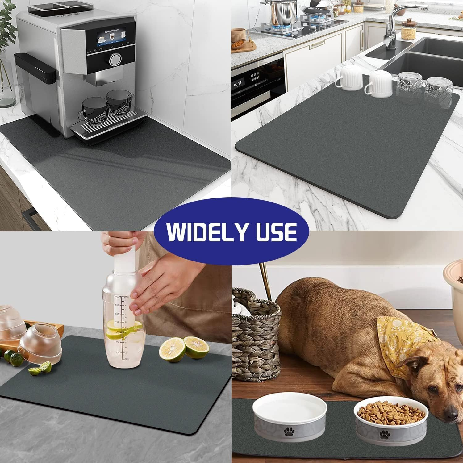 Monehet Coffee Mat for Countertops,Coffee Bar Mat ,Coffee Bar Accessories,Hide Stain Rubber Backed Absorbent Dish Drying Mat for Kitchen Counter 20''X24'' ﻿ image number 1