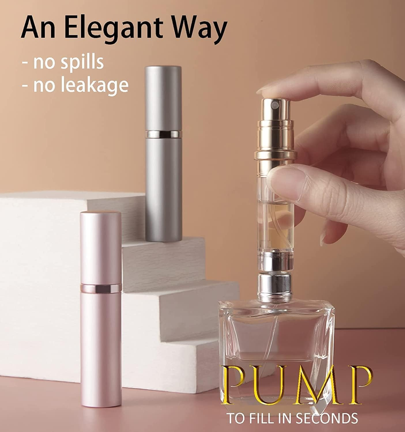 Travelofo Mini Perfume Bottles, Refillable Spray Atomiser, 5Ml Leak-Proof Dispenser for Travel, Luxury Gift for Men & Women (Black & Pink) image number 2