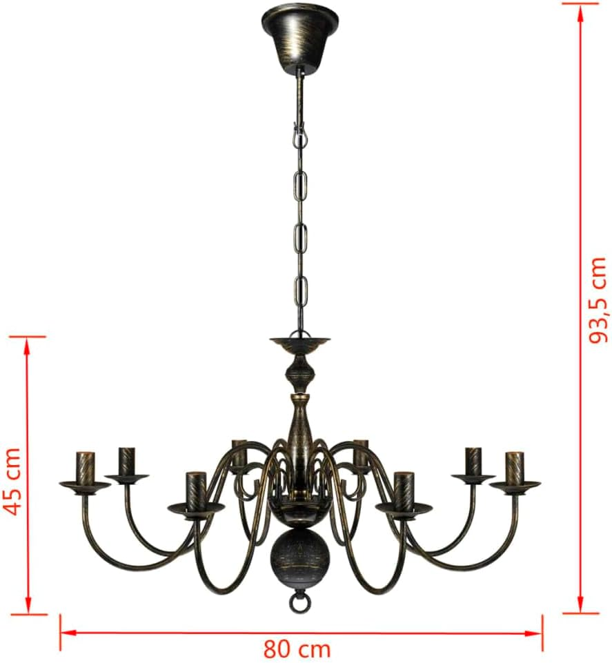 Antique Black Metal Chandelier 8 X E14 Bulbs Elegant Lighting Home Decor image number 3