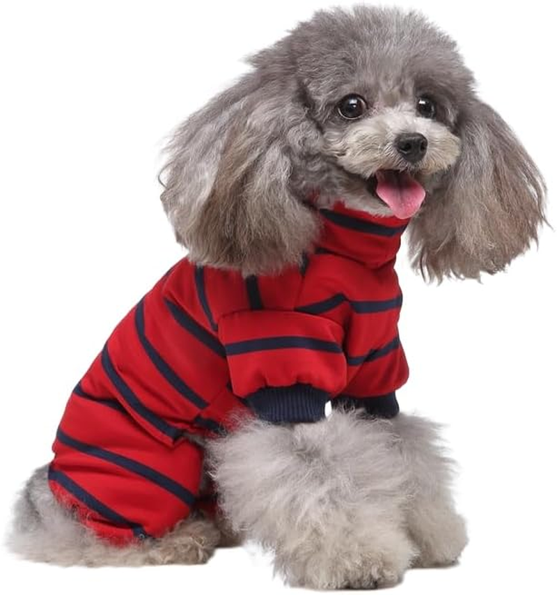 Striped Dog Pajamas for Small Dog Cooling Puppy Pullover Jumpsuit Stretchable Breathable Pet Pjs Summer Spring Pyjamas (Red, M) image number 1
