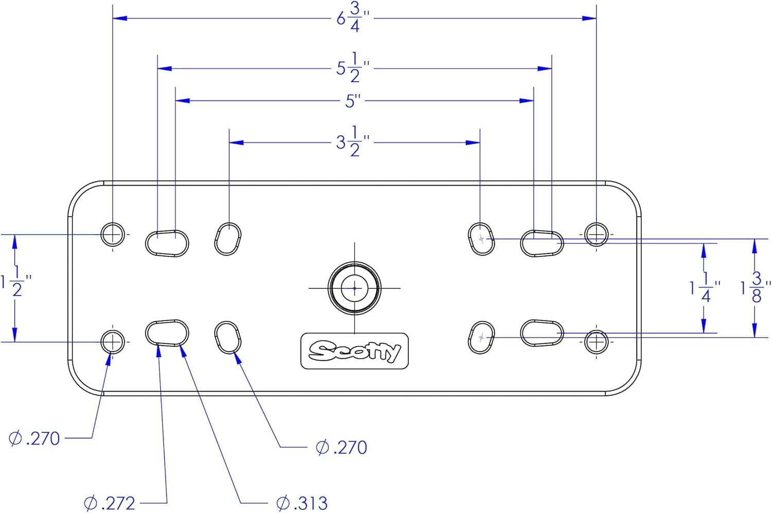 Scotty 0163 Ball-Mount Fish Finder and Universal Mounting Plate, Black, Large