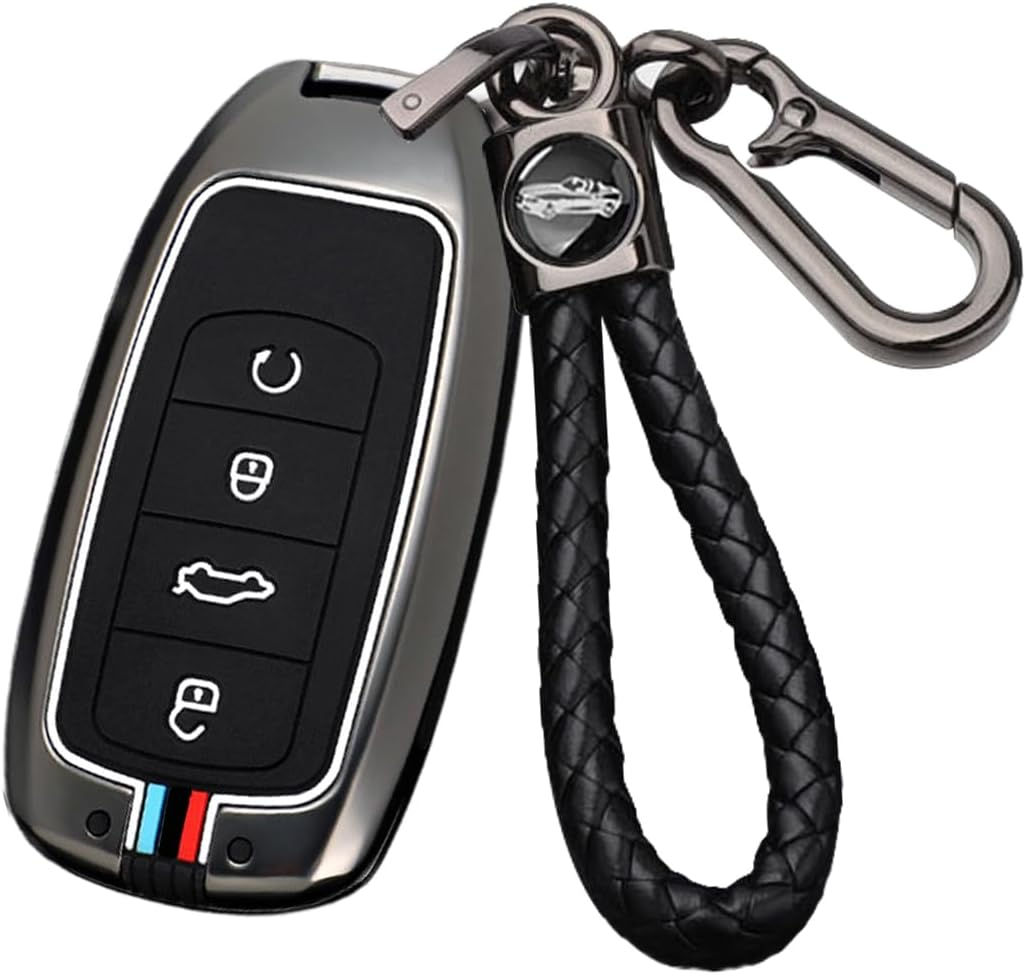 Ontto Metal Car Key Fob Cover Fit for Chery Tiggo 8 Pro plus New 5 plus 7 Pro Tiggo 7 Pro Max Omoda 5 C5 Key Holder Smart Silicone Key Case Shell Bag Keyring Keychain Auto Styling Accessories Silver 2