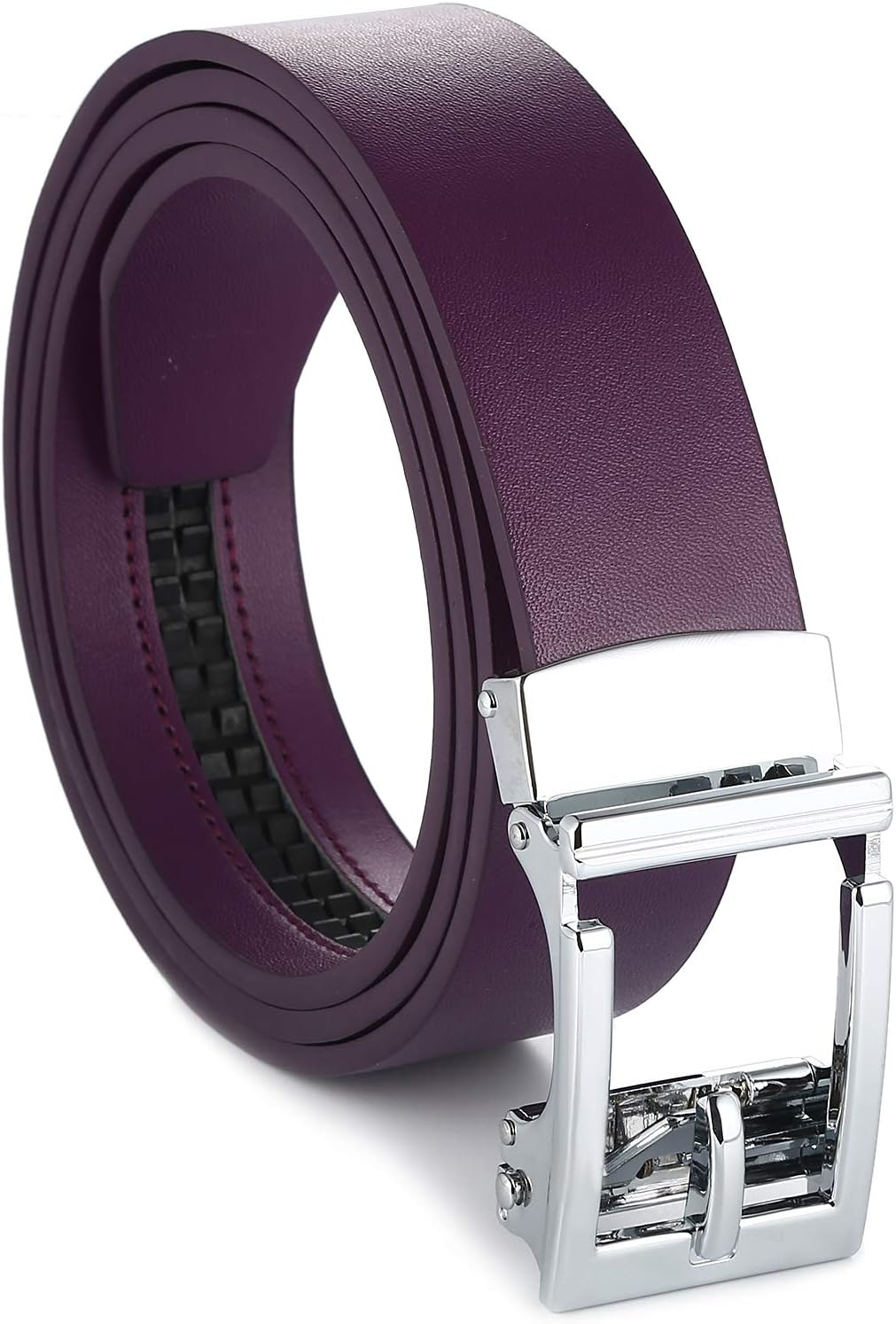 Gelante Genuine Leather Ratchet Dress Belt with Automatic Sliding Buckle - Minimalistic Style-Trim to Fit image number 3