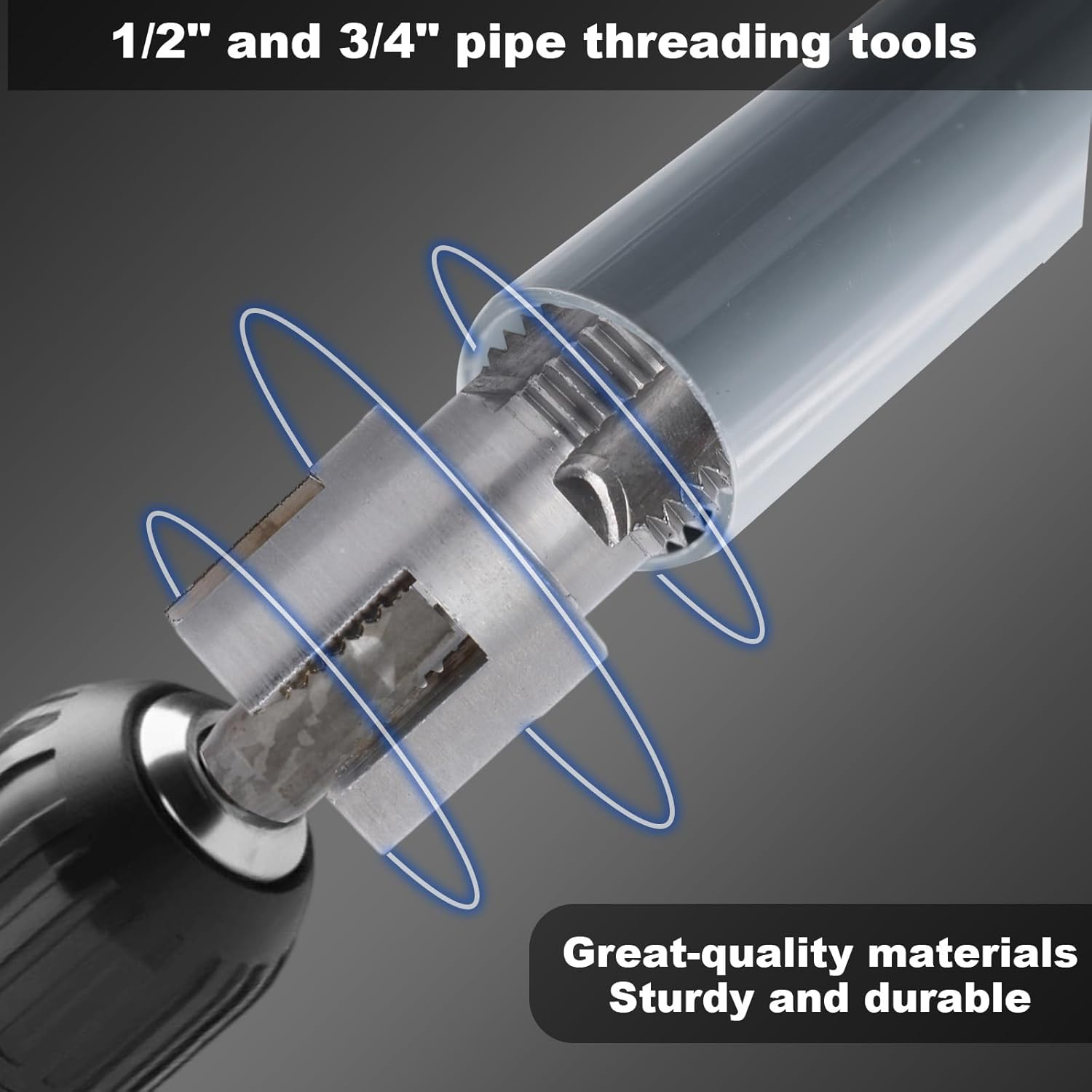 2Pcs Pipe Threading Tool, Dual-Function Integrated Internal & External Pipe Threading Tool Compatible with 1/2'' & 3/4'' Threader Kit for Home Repair image number 3