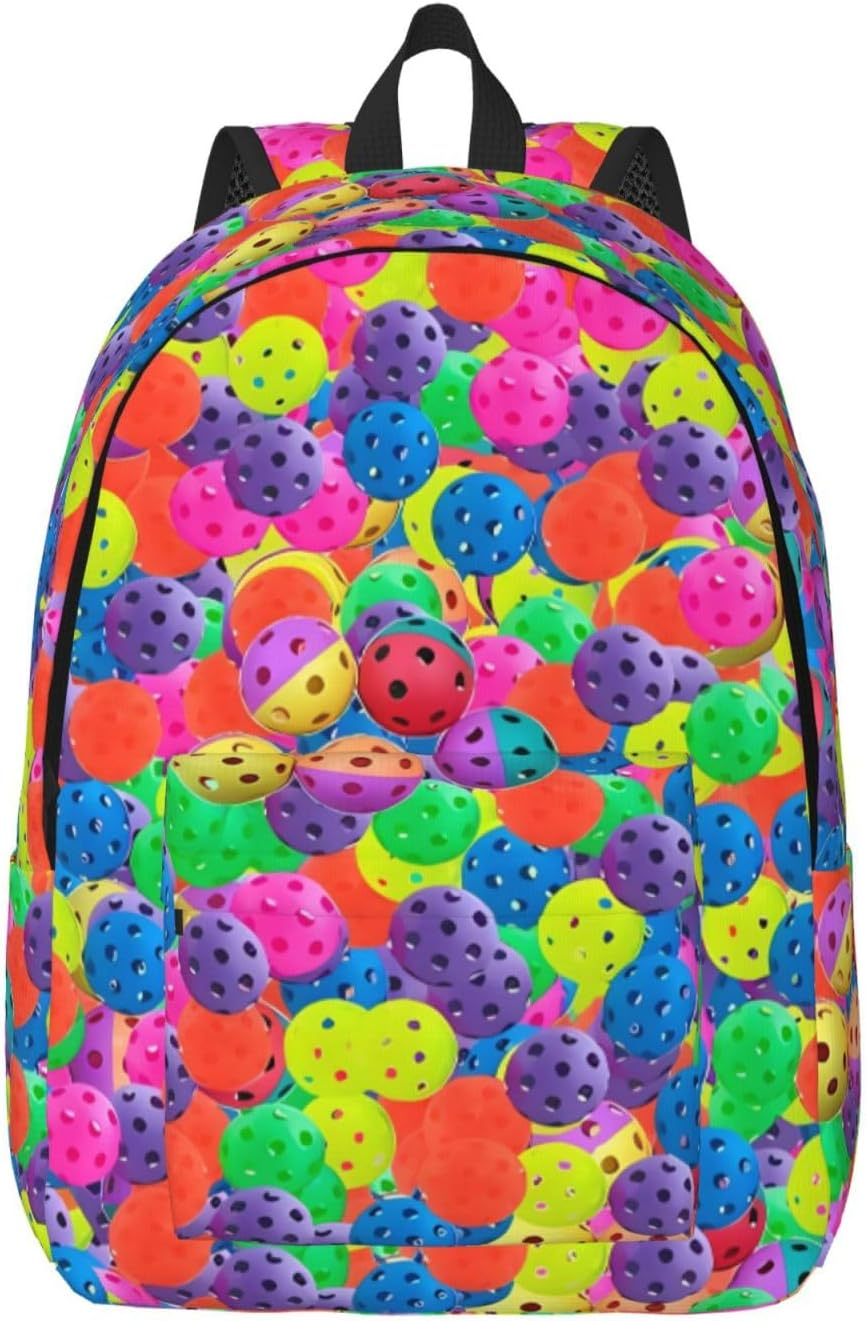 Gaxfjru Pickleball Balls Colors Pattern Water-Resistant Backpack - Laptop-Friendly Bookbag for Men &Acirc;&euro;&ldquo; Versatile Travel Backpack with High Capacity image number 6