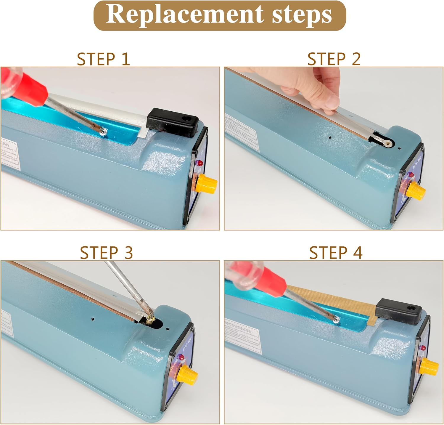SEELAUGH Pack of 10 Heat Sealer Film Welding Machine Replacement Parts (5 Mm Wide), for Most Manual Beam Welding Machine, Heat Sealing Machine, Impulse Bag Sealer Replacement Parts image number 4