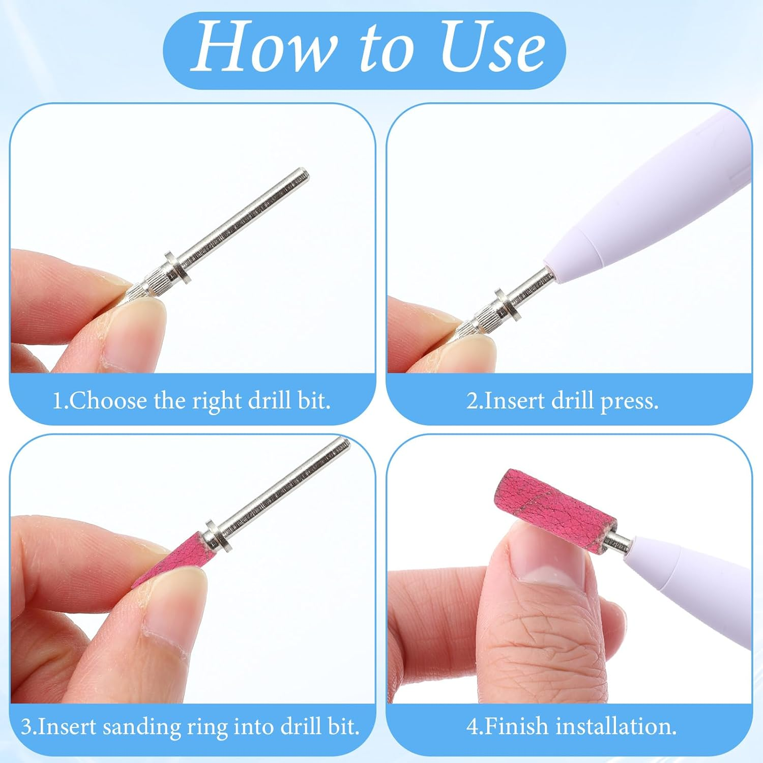 4 Pcs Small Mandrel Nail Bit, 3 Mm Mandrel Nail Drill Bit Sanding Bits for Nails Drill Sanding Band Nails Drills Bits for Electric File Sanders Manicure Pedicures Tool Home Salon (Sliver) image number 5