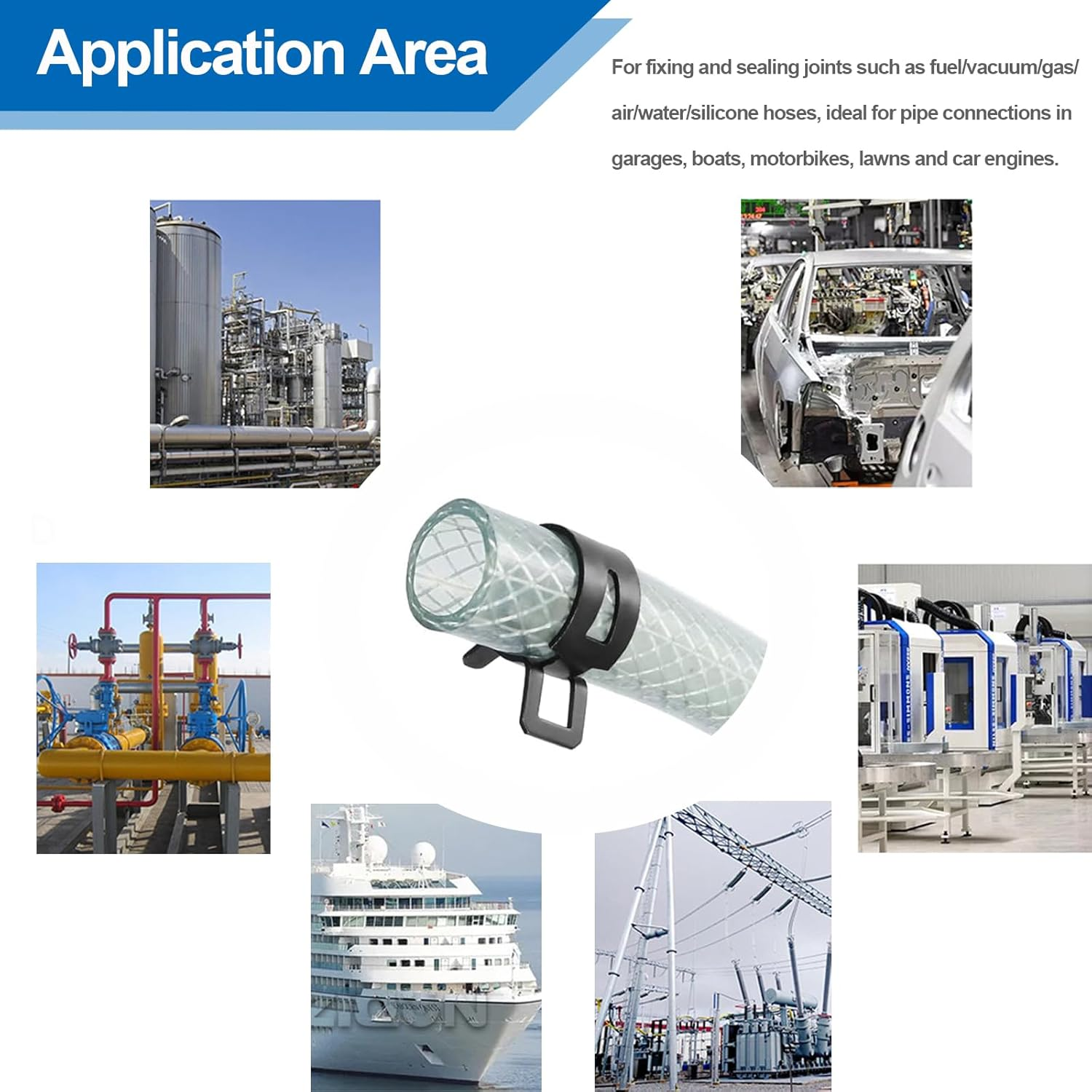 Tnisesm 80Pcs Spring Band Hose Clamps Assortment Silicone Vacuum Hose Pipe Clamp 7Mm 9Mm 10Mm 11Mm 14Mm 15Mm 16Mm 18Mm Low Pressure Air Clip Clamp(Black) image number 4