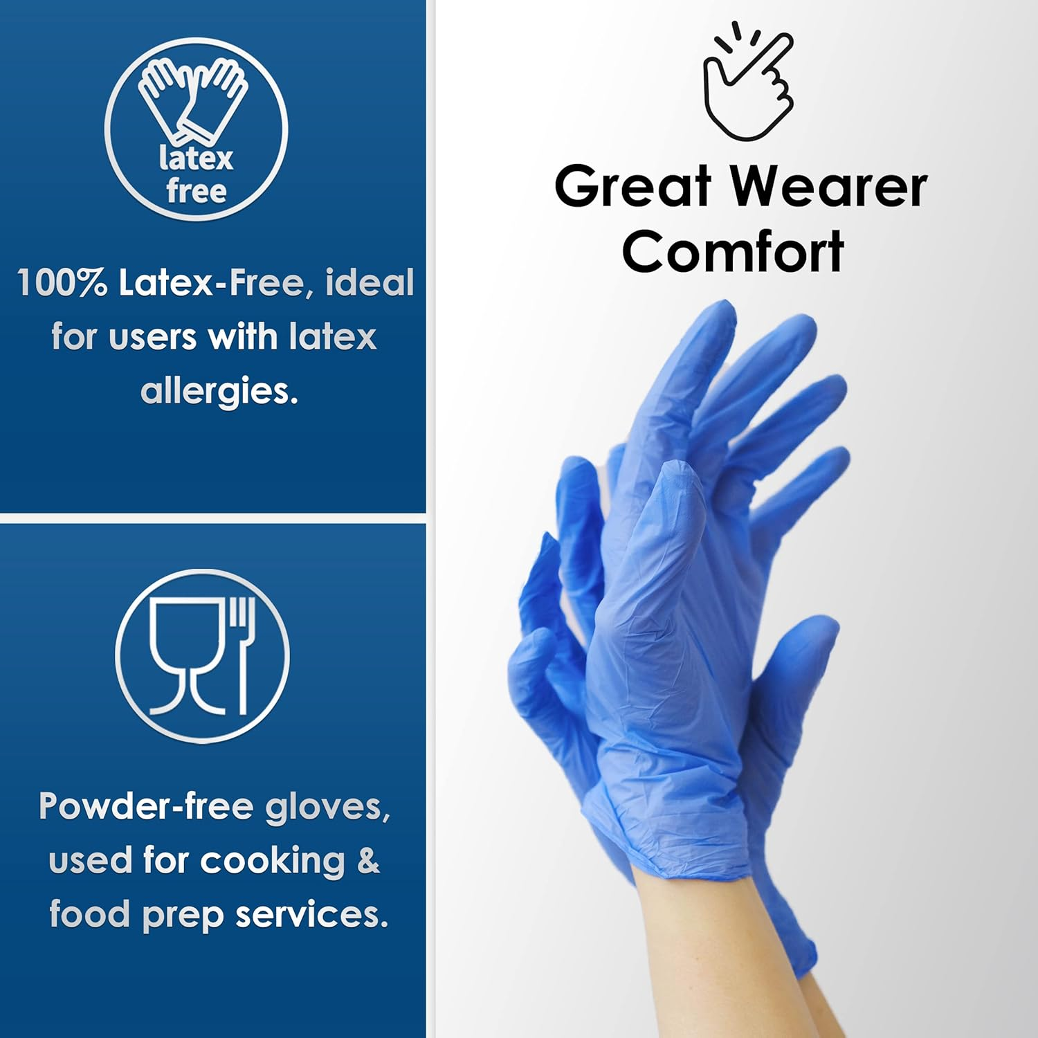 Medicom Powder Free Vinyl Gloves 100-Pieces, X-Large, Blue image number 5