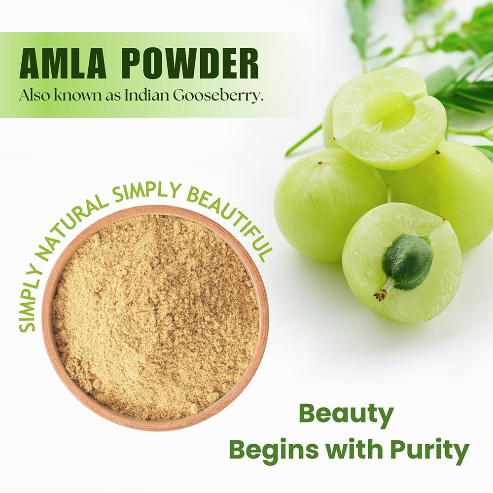 Amla Powder for Hair & Skin Care &ndash; 114G | Indian Gooseberry Powder for Hair Mask, Scalp Cleanse & Shine | Herbal DIY Beauty | Vegan, Non-Gmo | by Hebhac Herbals image number 2
