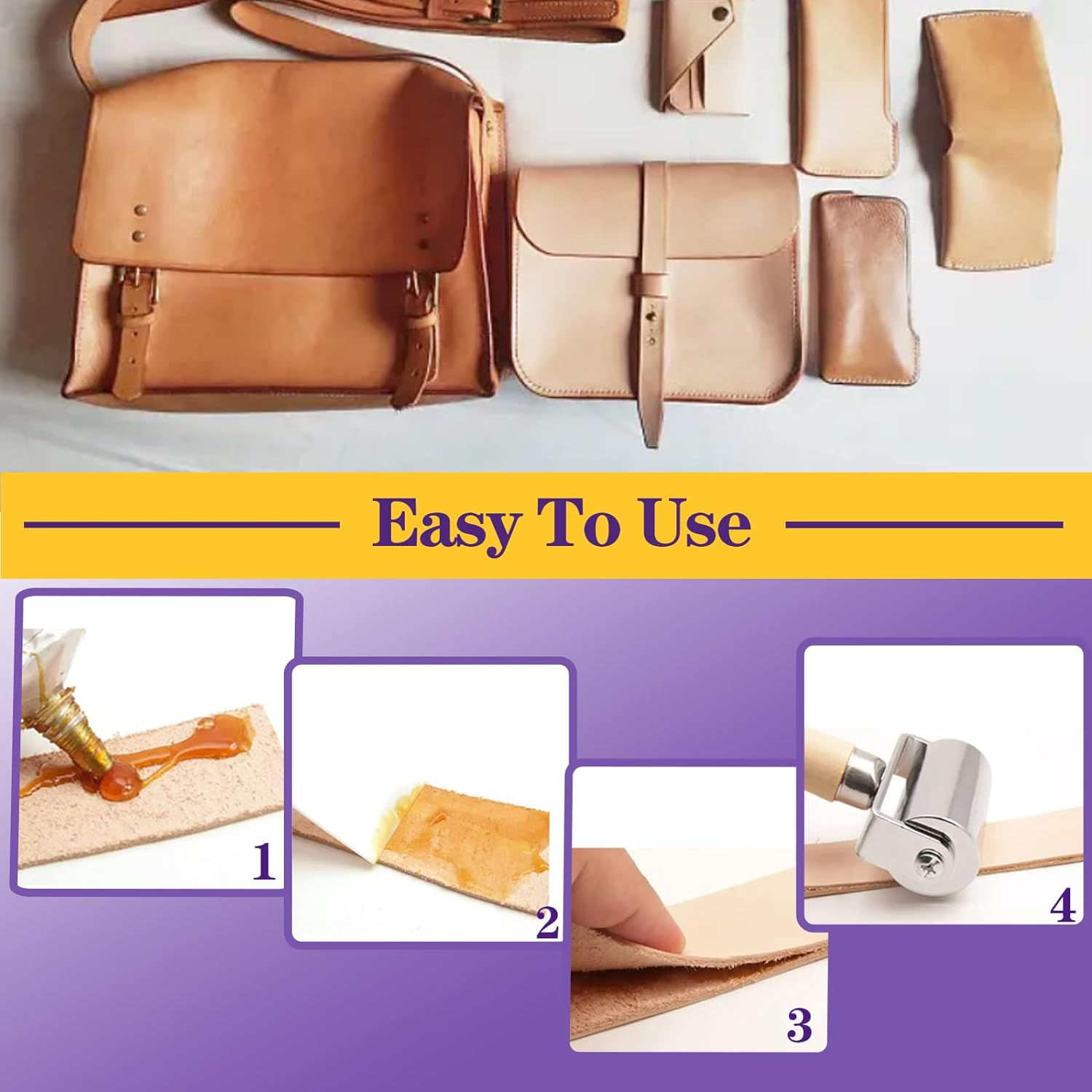 Swpeet 1Pcs 26Mm Heavy Duty Leather Press Seam Roller Assortment Kit, Leather Press Laminating Roller Edge Roller Leather Edge Creaser and Smoother Platen Tool for Leather image number 4