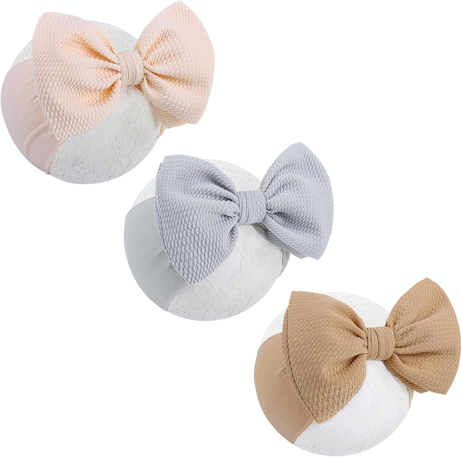 6'' Large Baby Bow Headbands for Girls Waffle Tied Bow Hairbands Handmade Ctue Red Love Heart Head Wraps Hair Accessories for Girls Infant Toddlers Kids 2Pcs