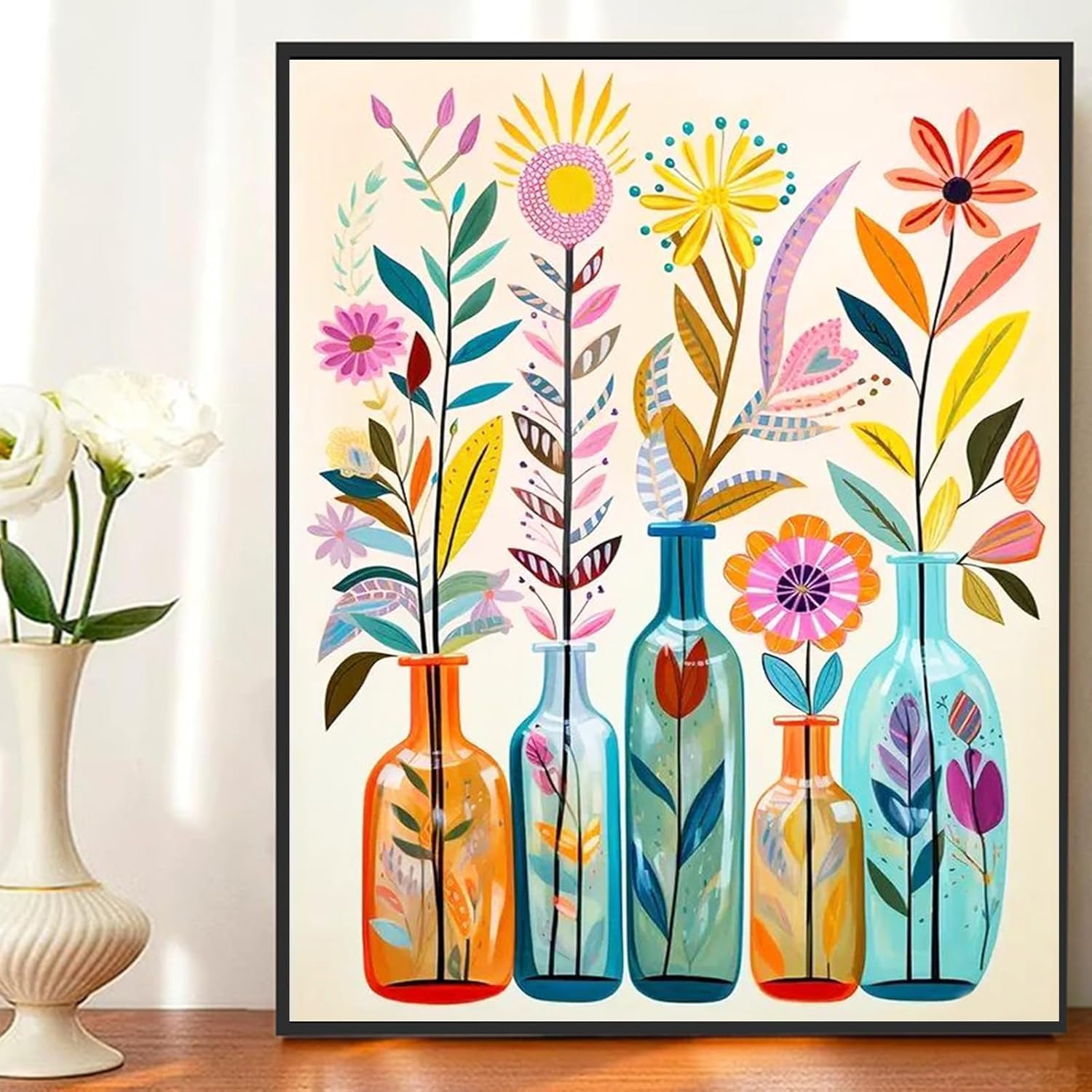 Paint by Number for Adults. Hand Painted Flowers DIY Acrylic Painting Kit for Adults Beginner &ndash; 16&rdquo; X 20&rdquo;With 3 Brushes and Bright Colors image number 2