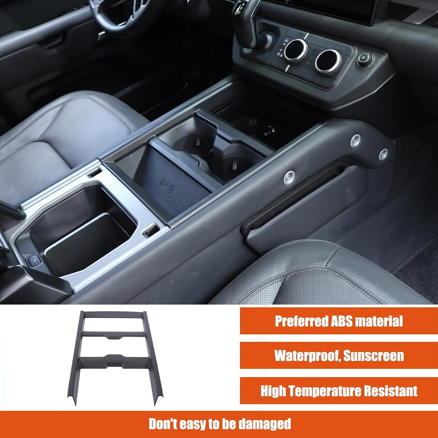 PIUGILH Center Consoles Cup Holder Panel Cover Trim Interior Decoration Mouldings Accessories Compatible with Land Rover Defender 90 110 130 2025 2026 (Matte Black) - Oak Grain image number 5