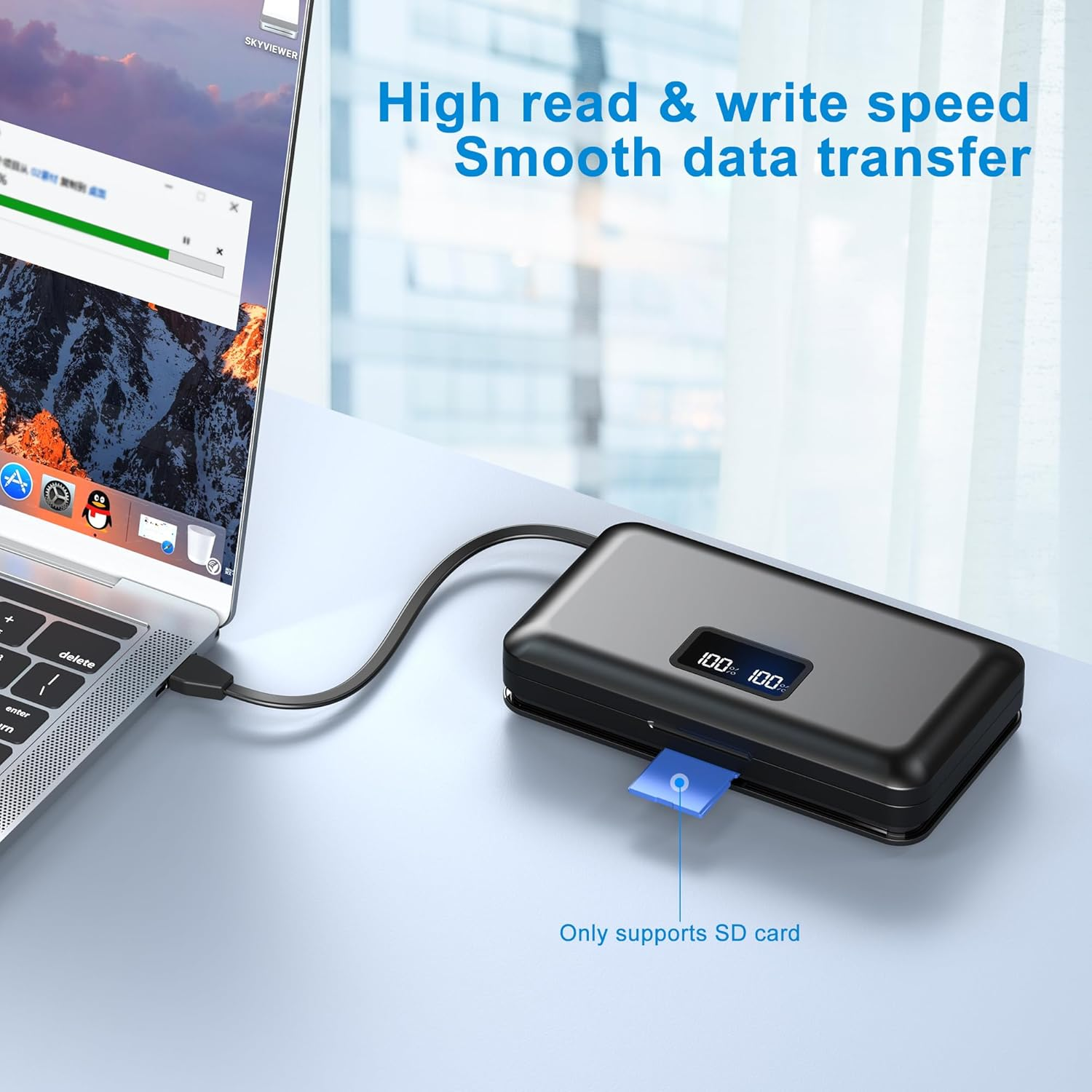 LIFEMOI Battery Charger with SD Card Reader for Olympus EM1 EM5 EP5 EM5 M2 PEN-F E-M5 Mark II Cameras (8.4V/2A Output)