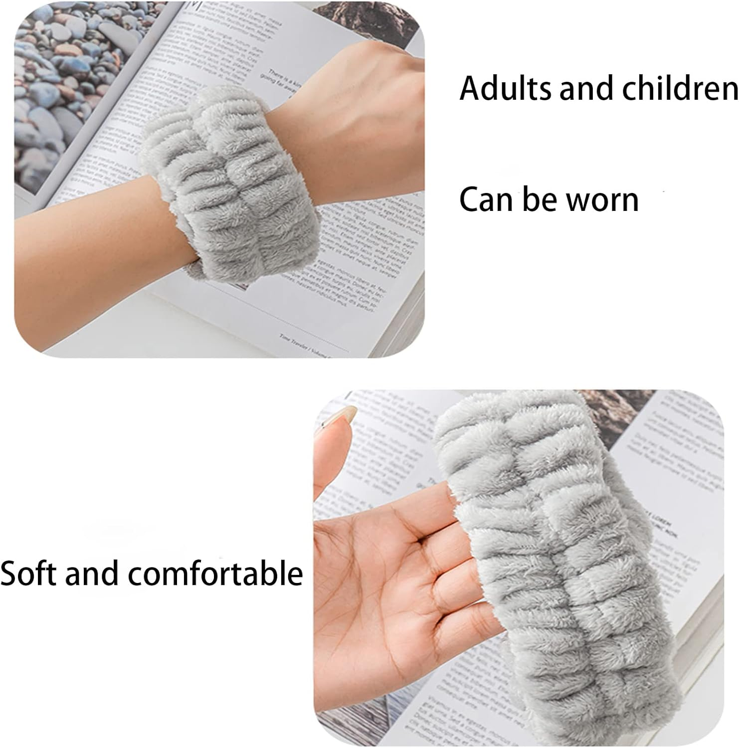 4 Pieces Coral Velvet Wash Tape, Microfibre Wrist Towel, Elastic Hair Band for Makeup, Face Washing, Shower, Yoga, Sports Wrist Wash Band image number 3