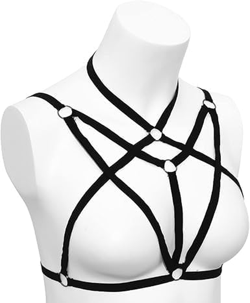 Sexy Lingerie Cage Bra Harness Cupless Strappy Bralette Elastic Bra Body Harness Belly Belts for Women Black image number 2