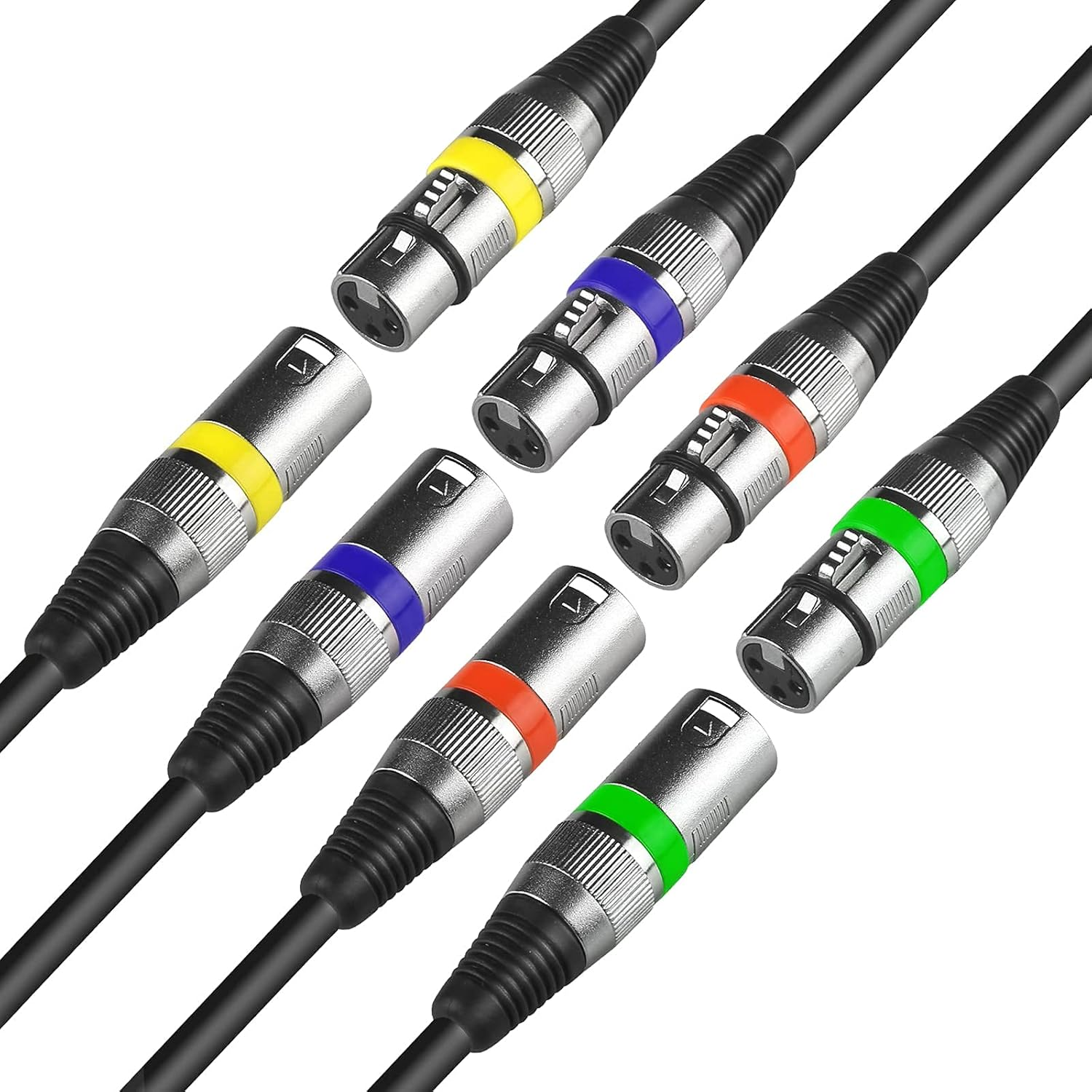 4Pack DMX Cables 3 Pin XLR Male to Female, 1.2M/4Ft and 3Ft Light Cable with Connector for Stage Lights Signal Connection