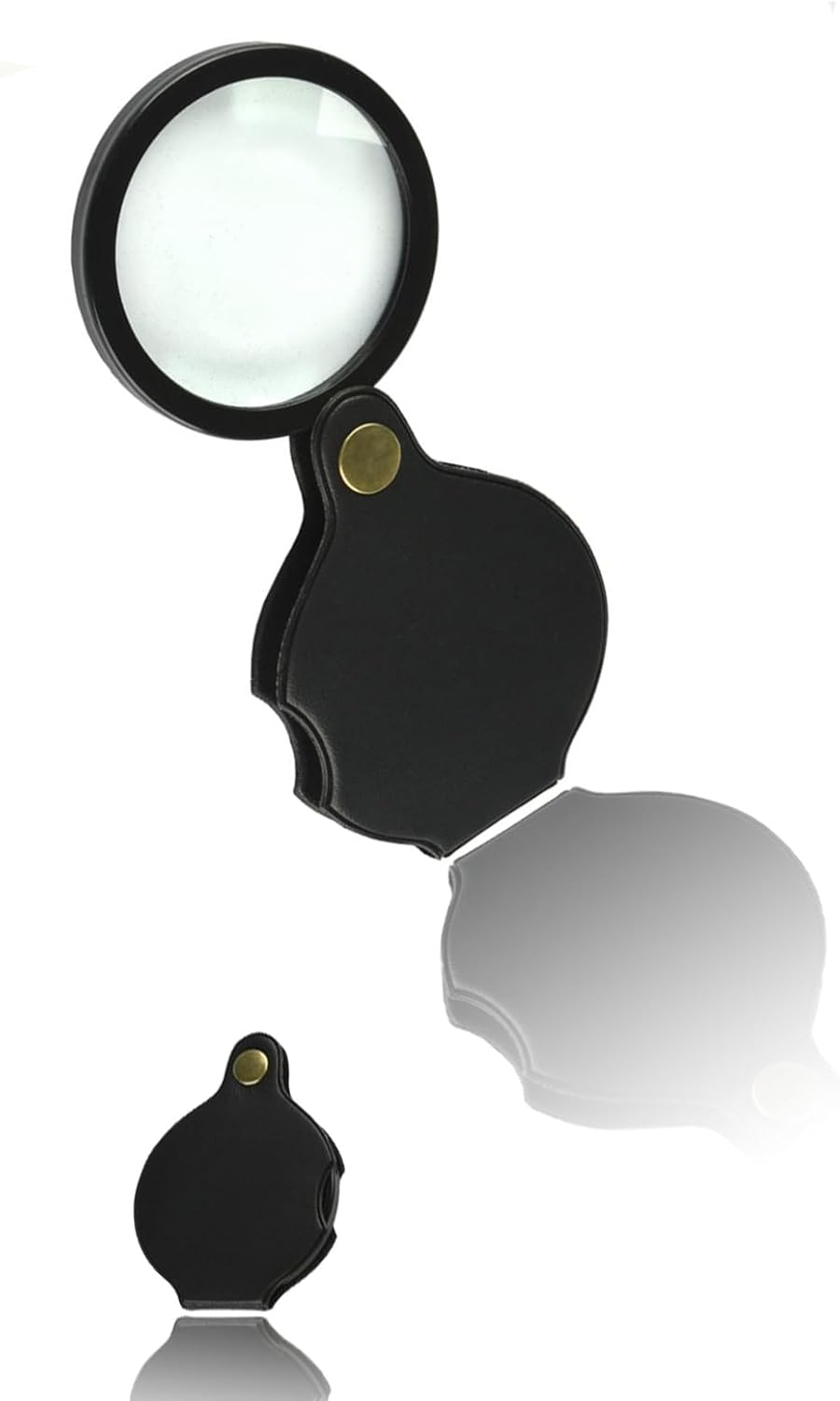 10X HD Pocket Magnifier with Flip Lens, Mini Folding for Reading & Jewelry, Portable with Leather Cover, for Low Vision & Inspections(60 Mm Diameter) image number 3