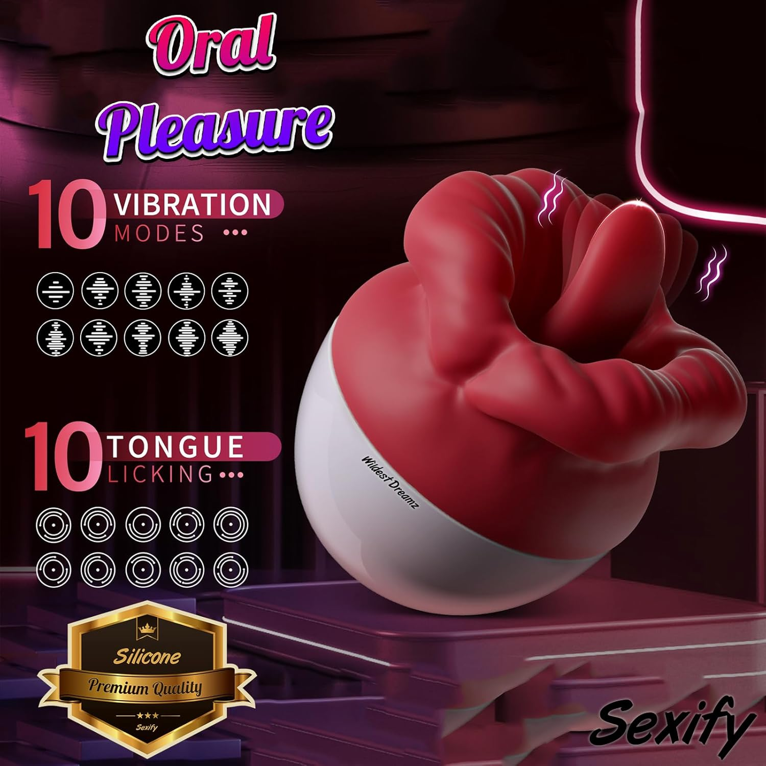 Licking Vibrator Sex Toys Vibrator for Women - Adult Toys with 10 Vibrating & 10 Tongue Licking Modes, Nipple Toys Clitoral Vibrator G-Spot Vibrators, Adult Sex Toys & Games for Women Couples Pleasure image number 4