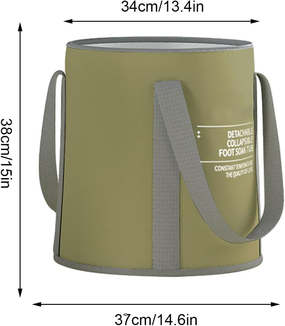 Portable Foot Bath | Foldable Feet Soaking Tub Foot Bath Basin | Portable Pedicure Foot Wash Basin with Handle for Foot Spa, Soak and Outdoor Camping Laundry Borato - Beige Without Lid image number 7