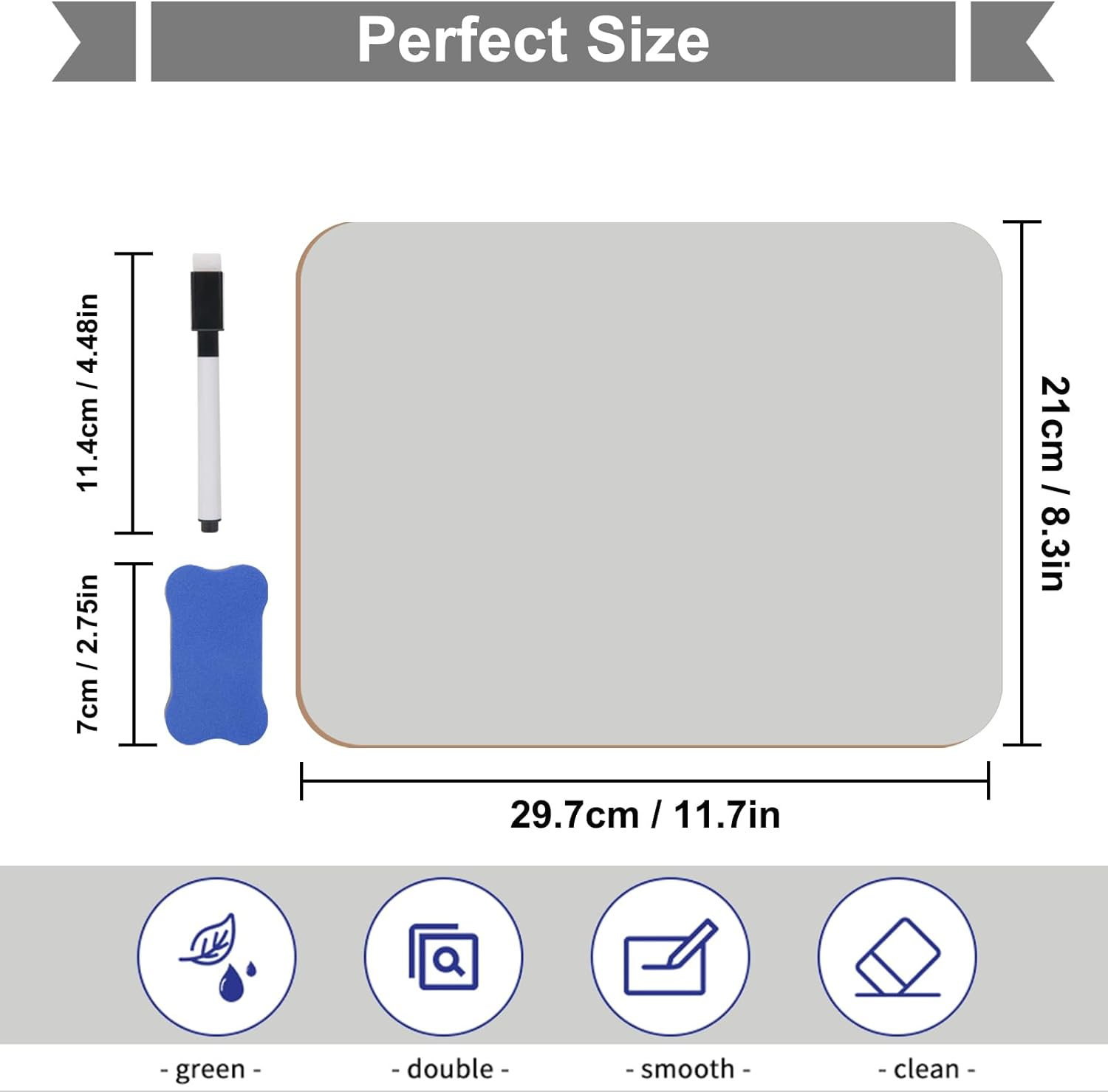 Hisredsun 8 Pack Small Dry Erase White Board, 21 X 30 Cm Double Sided Mini Whiteboard with 8 Pens and 8 Erasers,Durable Portable White Boards for Students, Classroom, Home and Office image number 5