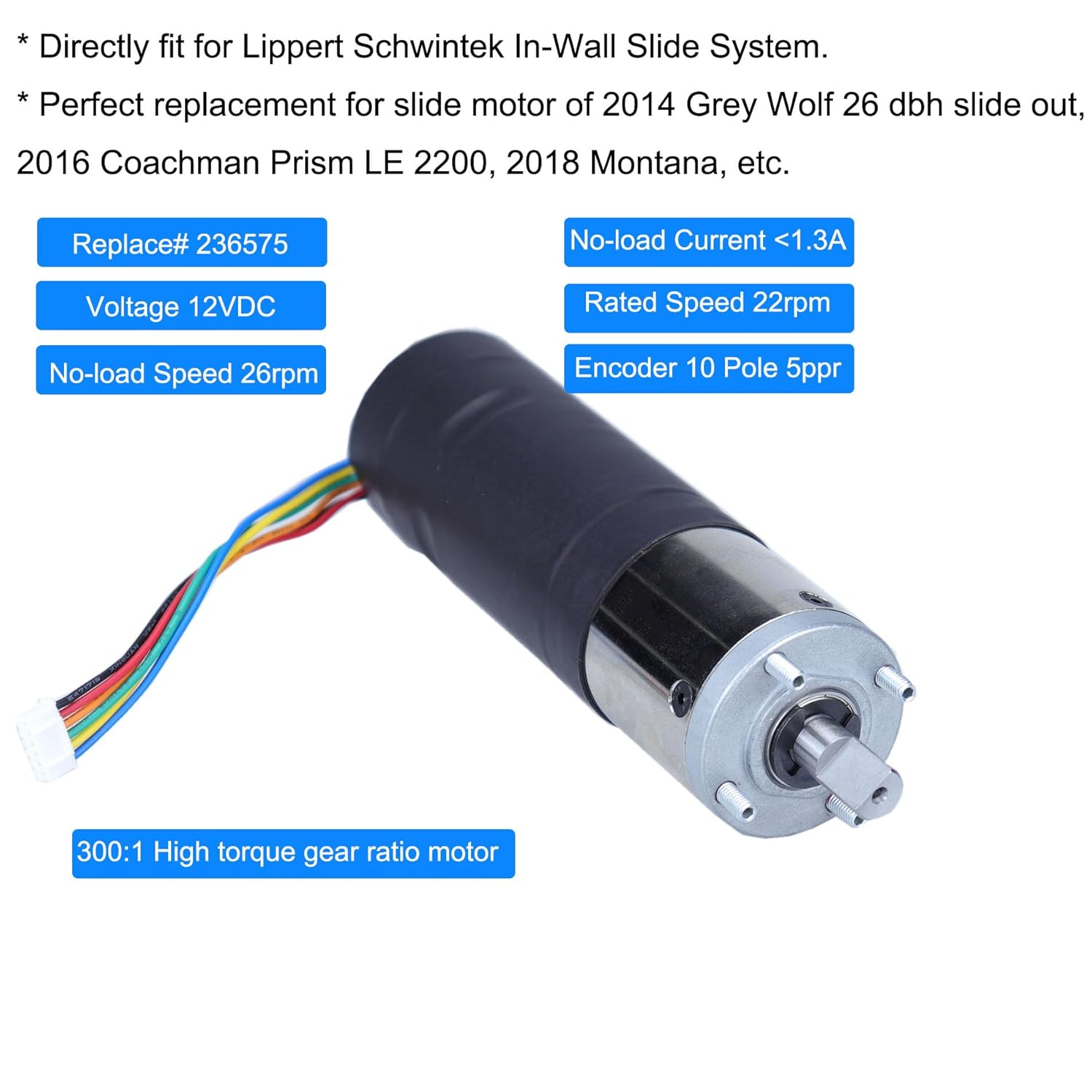 236575 RV In-Wall Slide-Out Motor for Lippert Schwintek In-Wall Slide System 300:1 High Torque Gear Ratio 12V IG-42 10Mm Motor Assembly, Slide Motor for Travel Trailer and Camper image number 3