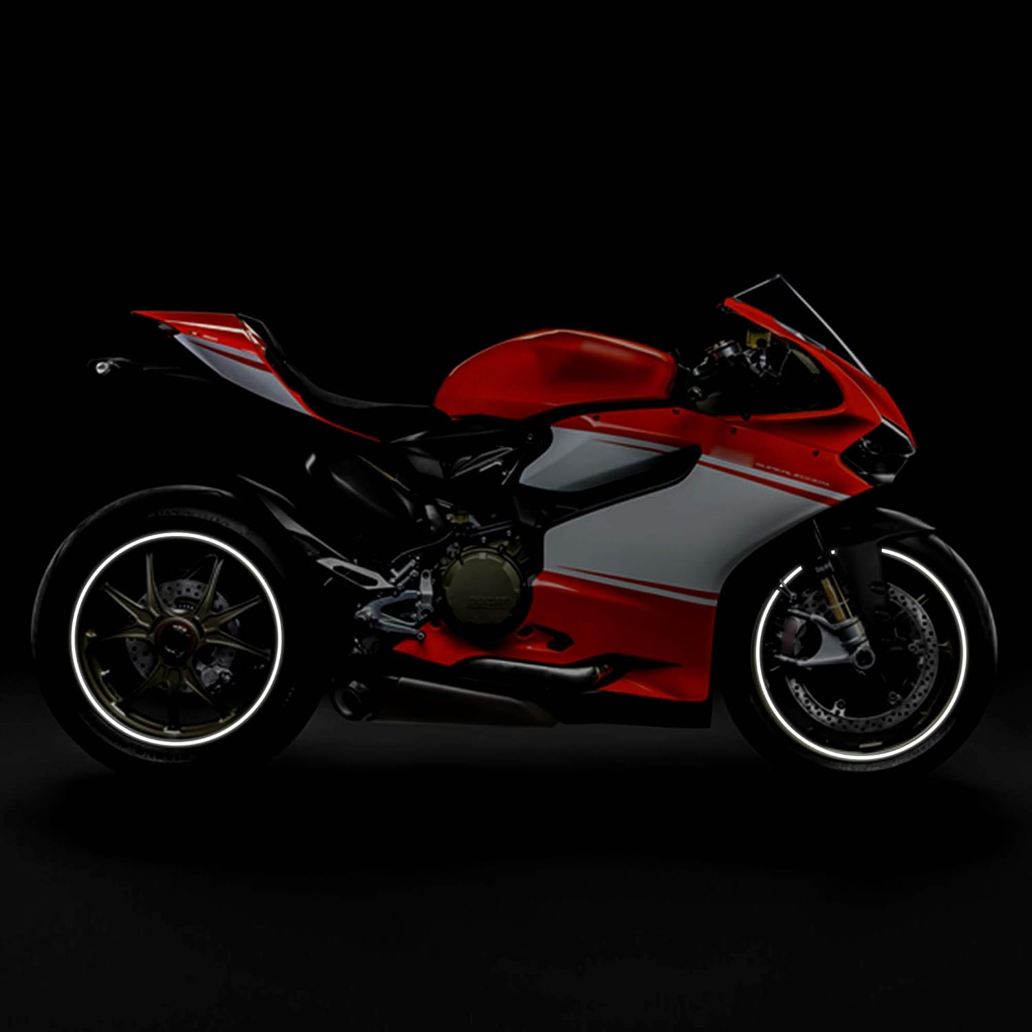 TOMALL 17" Reflective Wheel Rim Tape Sticker for Motorcycle Wheels Car Cycling Bike Bicycle Night Reflective Safety Decoration Stripe Universal (White)