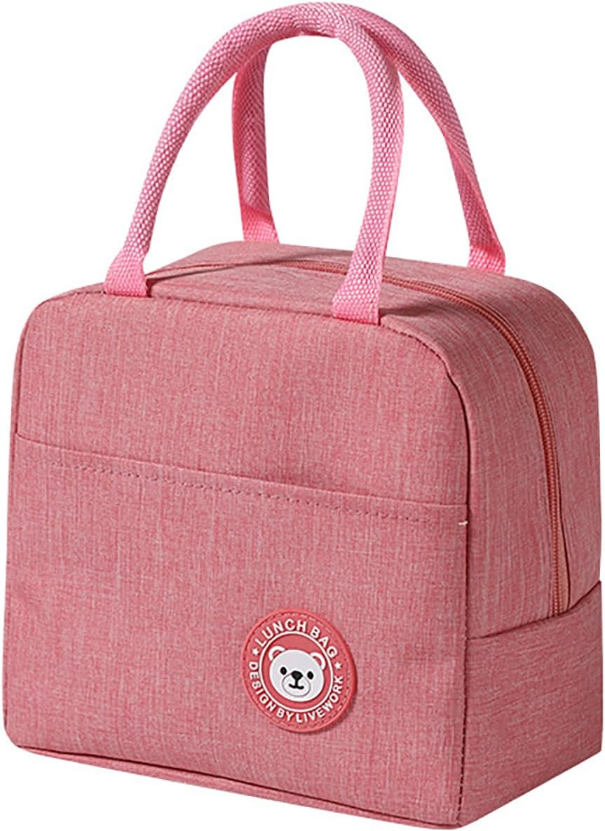 Tongke Insulated Lunch Bag, Portable Thermos Lunch Box Carrier, Double-Layered Insulation, Keeps Food Warm or Cold, for Office, School, and Outdoor Use (Pink) image number 4