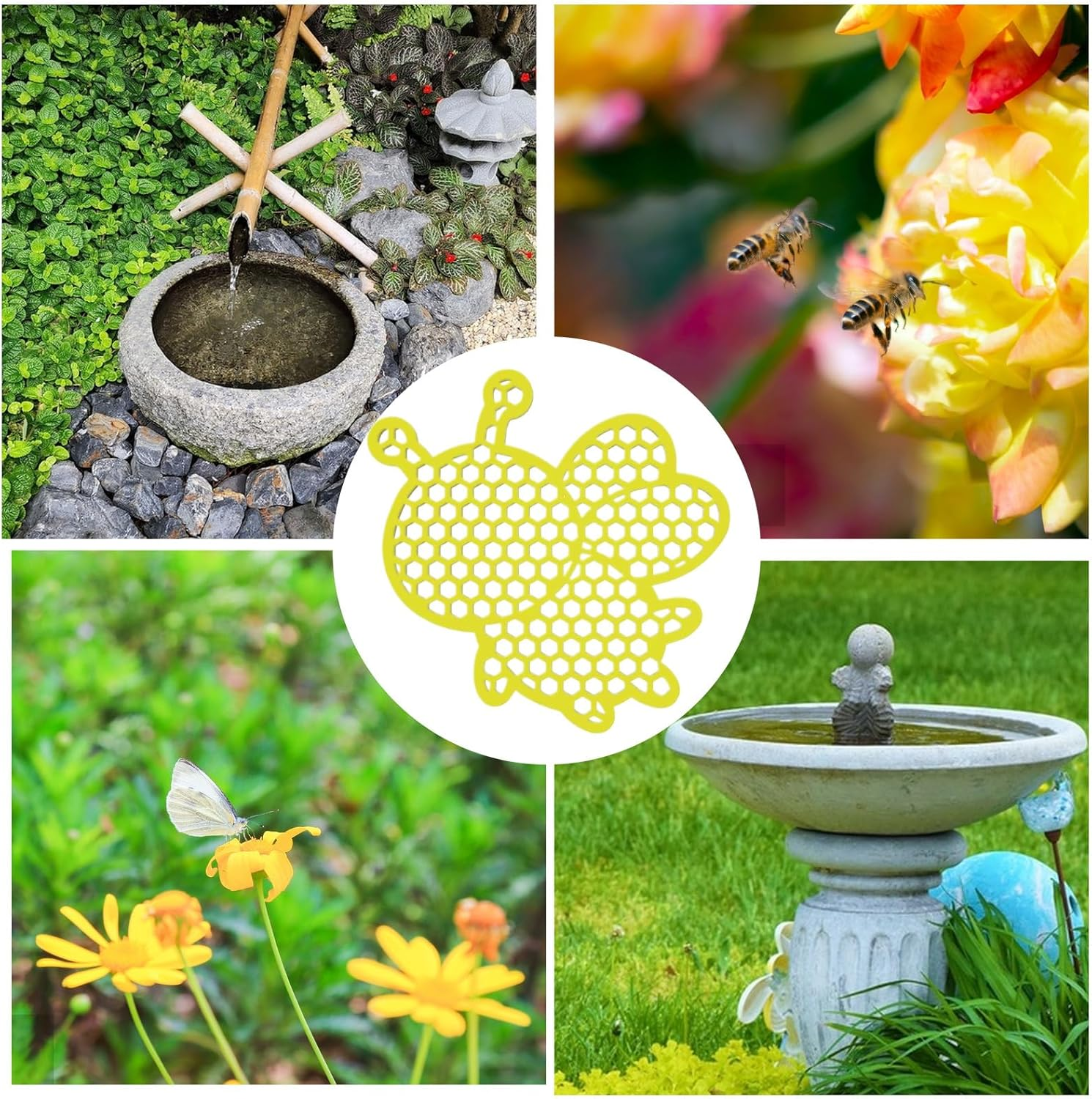 Bee Watering Station - 6.2 Inches Floating Butterfly Island | Floating 3D Bird Cup, Beehive Shaped Bee Watering Station, Beehive Garden Decor Butterfly Colorful Bird Bath for Drinking & Feeding image number 3