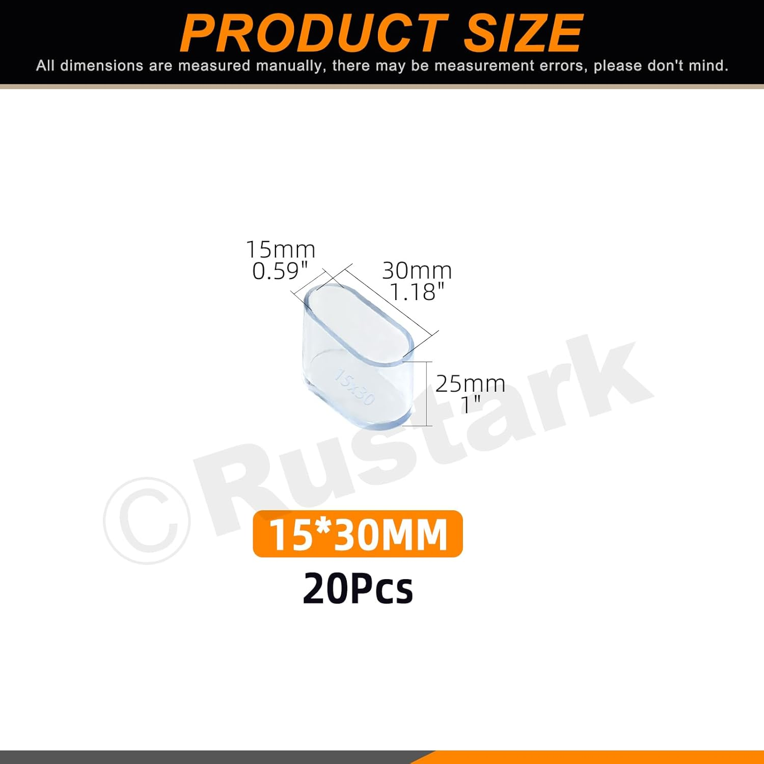 20Pcs 15Mmx30Mm Clear Oval Rubber Furniture Leg Caps Assortment Kit Anti-Slip Chair Leg Caps Furniture Floor Protectors Chair Leg Covers Chair Leg Foot Cover Feet Pads for Chair Table Sofa image number 5