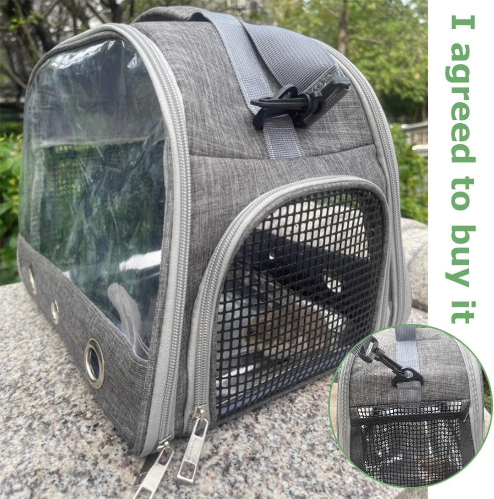 Bird Carrier Bag Travel Cage with Stand, Lightweight and Breathable Parrot Tourl Coop for Parrot, Portable Bird Tourism Bale, Pet Transparent Breathable Travel Cage (Gray, 33X24X26Cm) image number 2