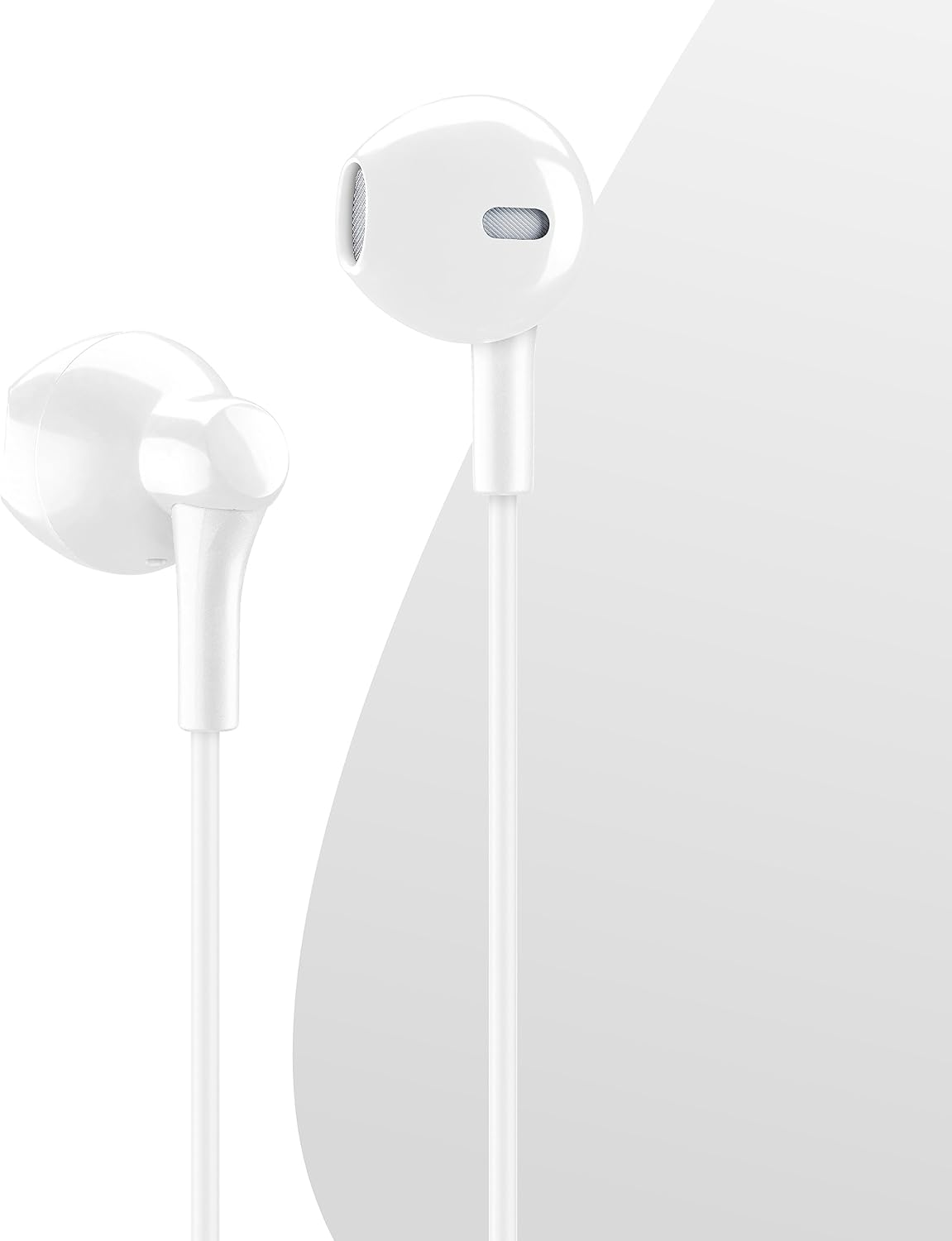 Music Sound | Wired Capsule Headphones | Capsule Headphones with Wired and Built-In Microphone - USB-C Port - 1.2M Anti-Tangle Cable - White image number 2