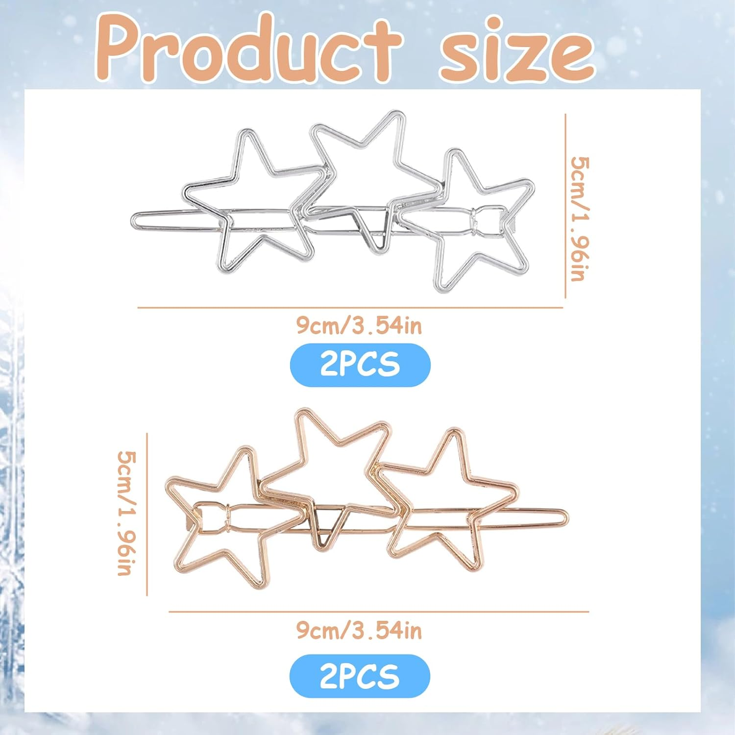 ASOMI 4 Pieces Metal Star Hair Accessories, Y2K Simple Fashion Hair Clips for Women and Girls, Trendy Hair Accessories (Gold, Silver) image number 2