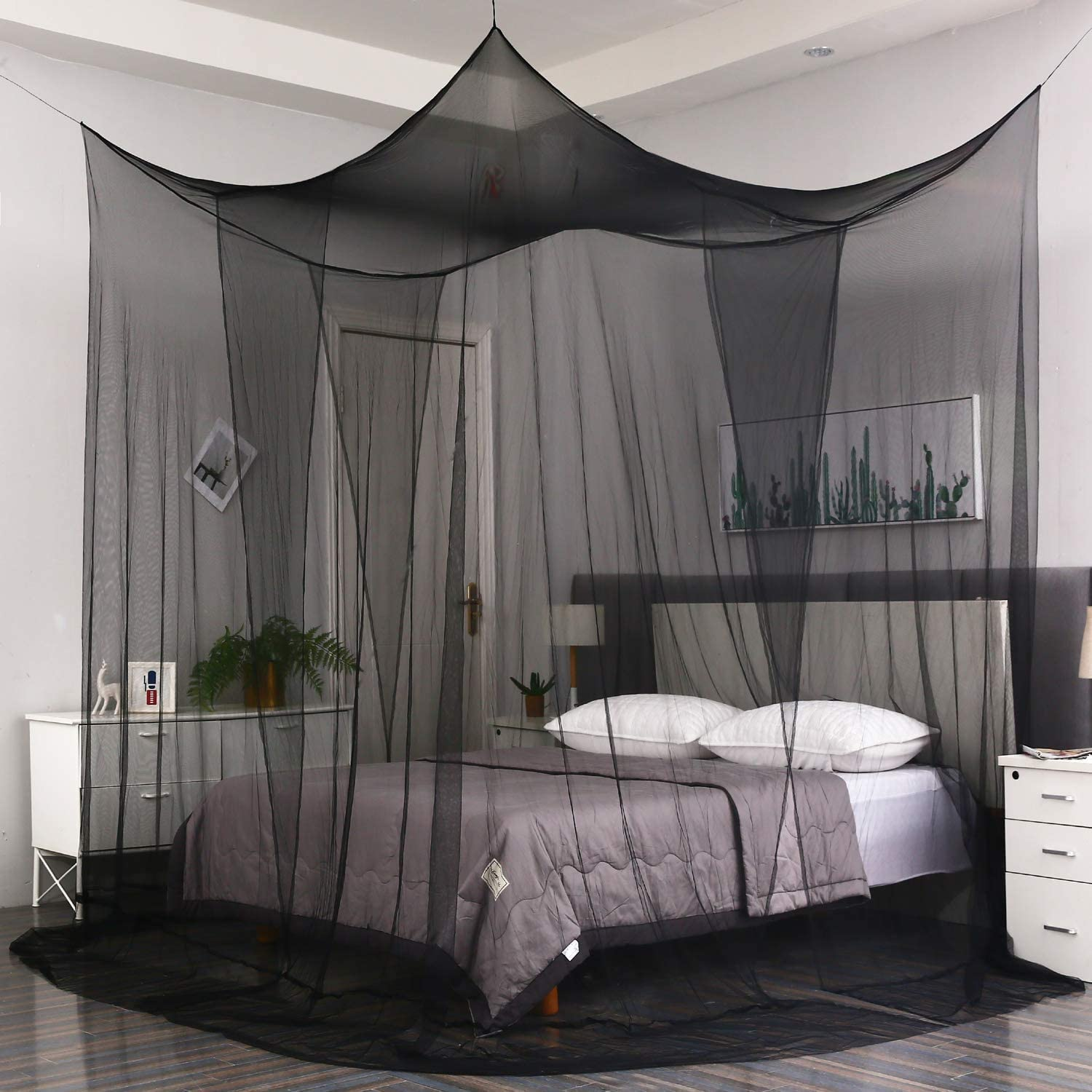 Mengersi Mosquito Net Tent for Bed,Pop-Up Bed Canopy with Net Bottom,Mosquito Netting Bed Tent for Kids Girls Boys,Bed,Suit for Indoor Outdoor (Twin, Gray) CAN3023114